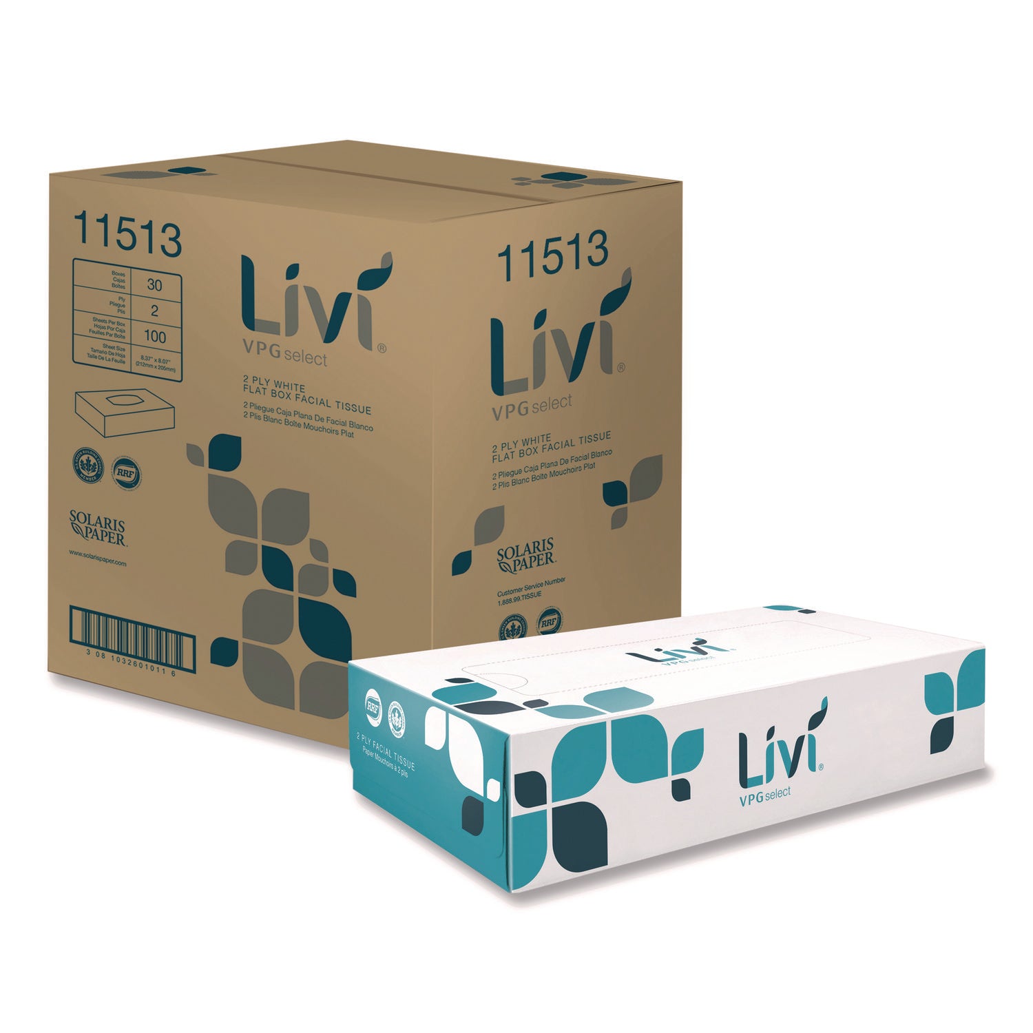 Livi® VPG Select Cube Facial Tissue, 2-Ply, White, 90 Sheets/Box, 36 Boxes/Carton