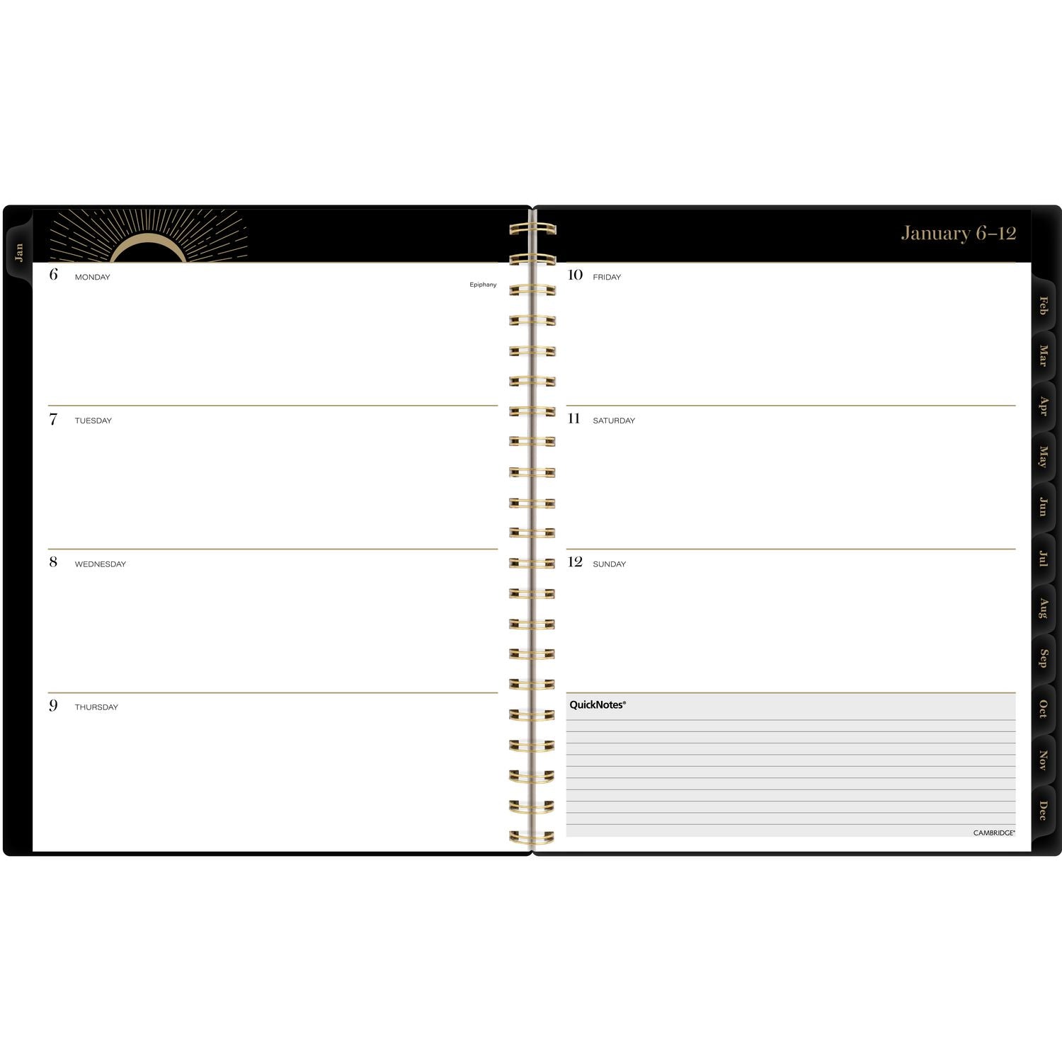 Radiate Weekly/Monthly Planner, Stylized Solar-Eclipse Artwork, 11 x 9.25, Black/Gold Cover, 12-Month (Jan to Dec): 2025 Cambridge® Flipcost