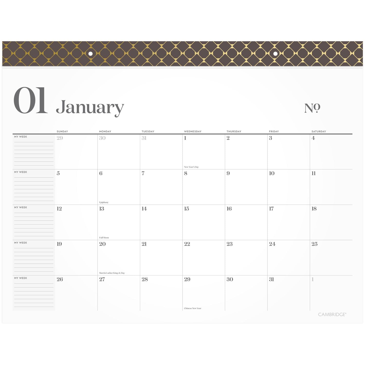 WorkStyle Monthly Desk Pad Calendar, 21.75 x 17, White Sheets, Brown/Gold Headband, Clear Corners, 12-Month (Jan-Dec): 2025 Cambridge® Flipcost