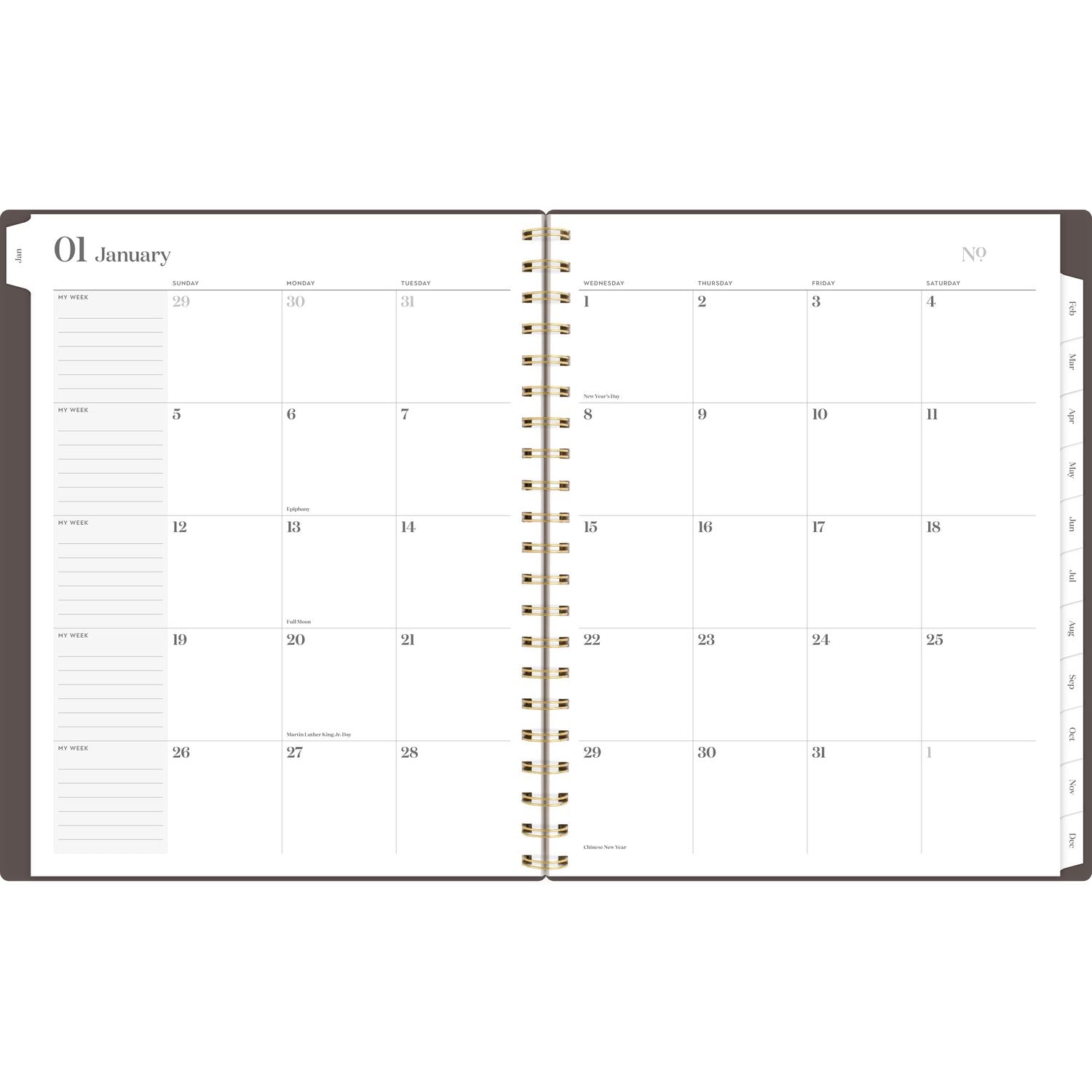 Workstyle Monthly Poly Planner, Geometric Artwork, 11 x 8.5, Java Brown/Gold Cover, 12-Month (Jan to Dec): 2025 Cambridge® Flipcost