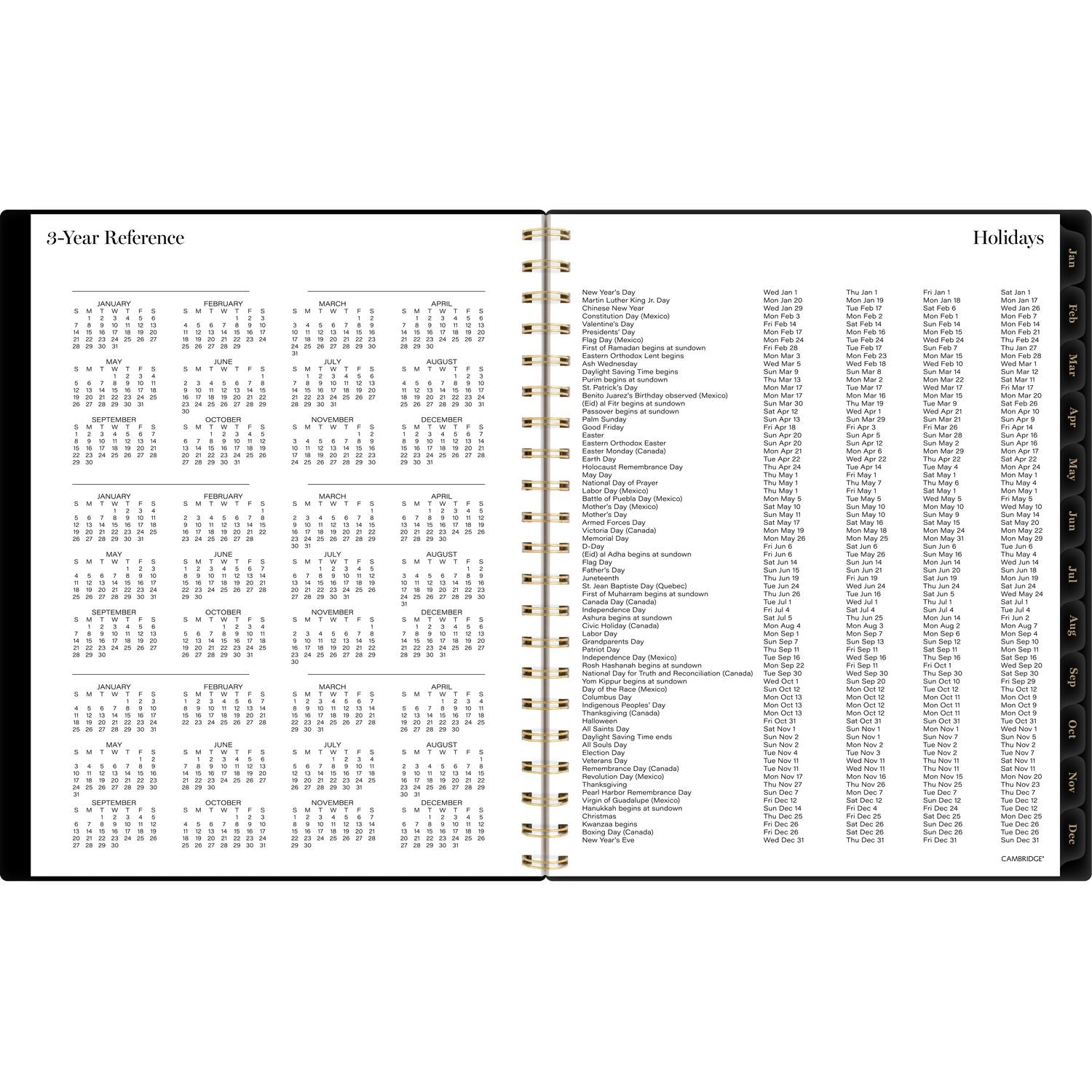 Radiate Weekly/Monthly Planner, Stylized Solar-Eclipse Artwork, 11 x 9.25, Black/Gold Cover, 12-Month (Jan to Dec): 2025 Cambridge® Flipcost