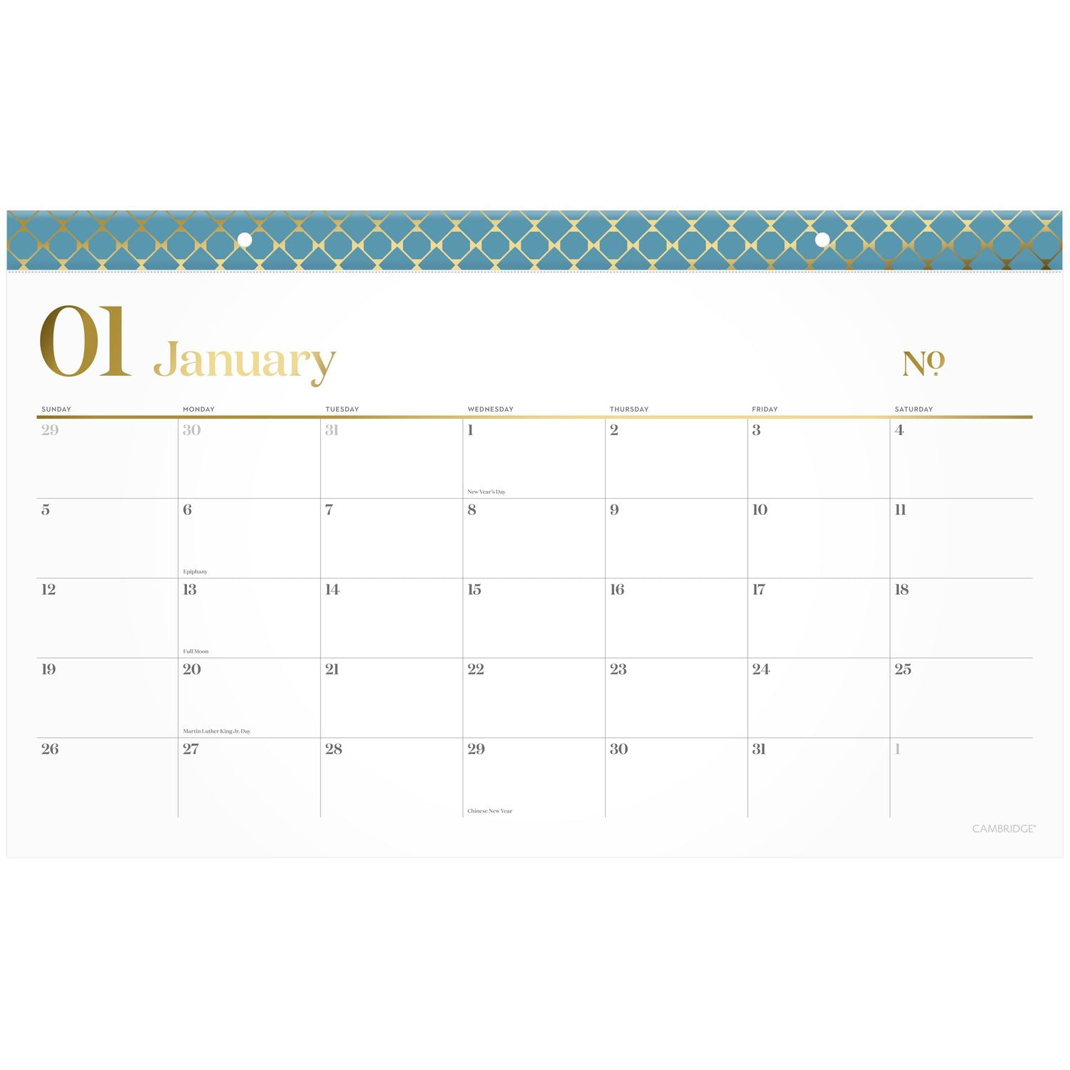 WorkStyle Compact Monthly Desk Pad Calendar, 17.75 x 11, White Sheets, Blue/Gold Headband, 12-Month (Jan to Dec): 2025 Cambridge® Flipcost