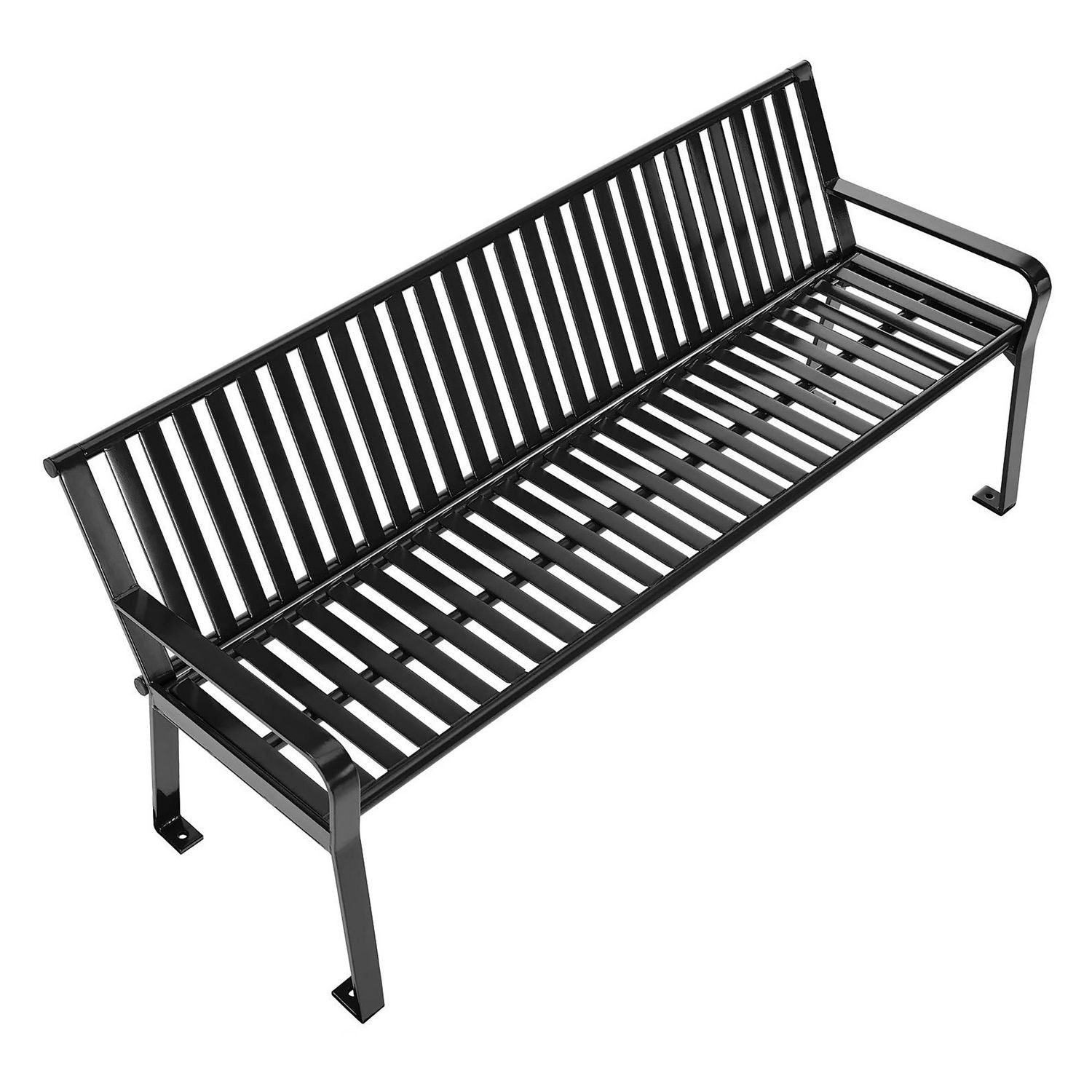 Steel Slat Benches with Back, 72 x 26 x 31, Black Global Industrial® Flipcost