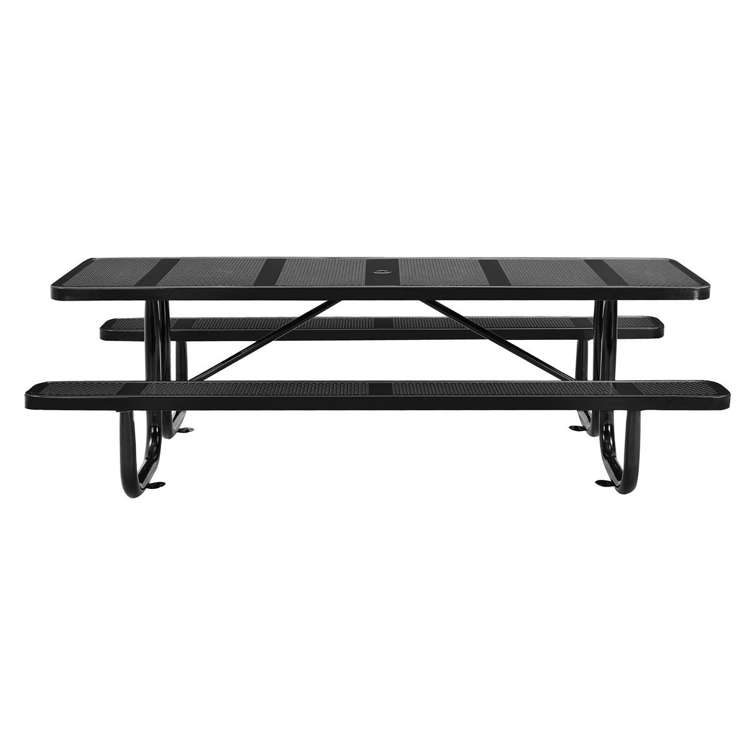 Perforated Steel Picnic Table, Rectangular, 72 x 62 x 29.5, Black Top, Black Base/Legs Global Industrial® Flipcost