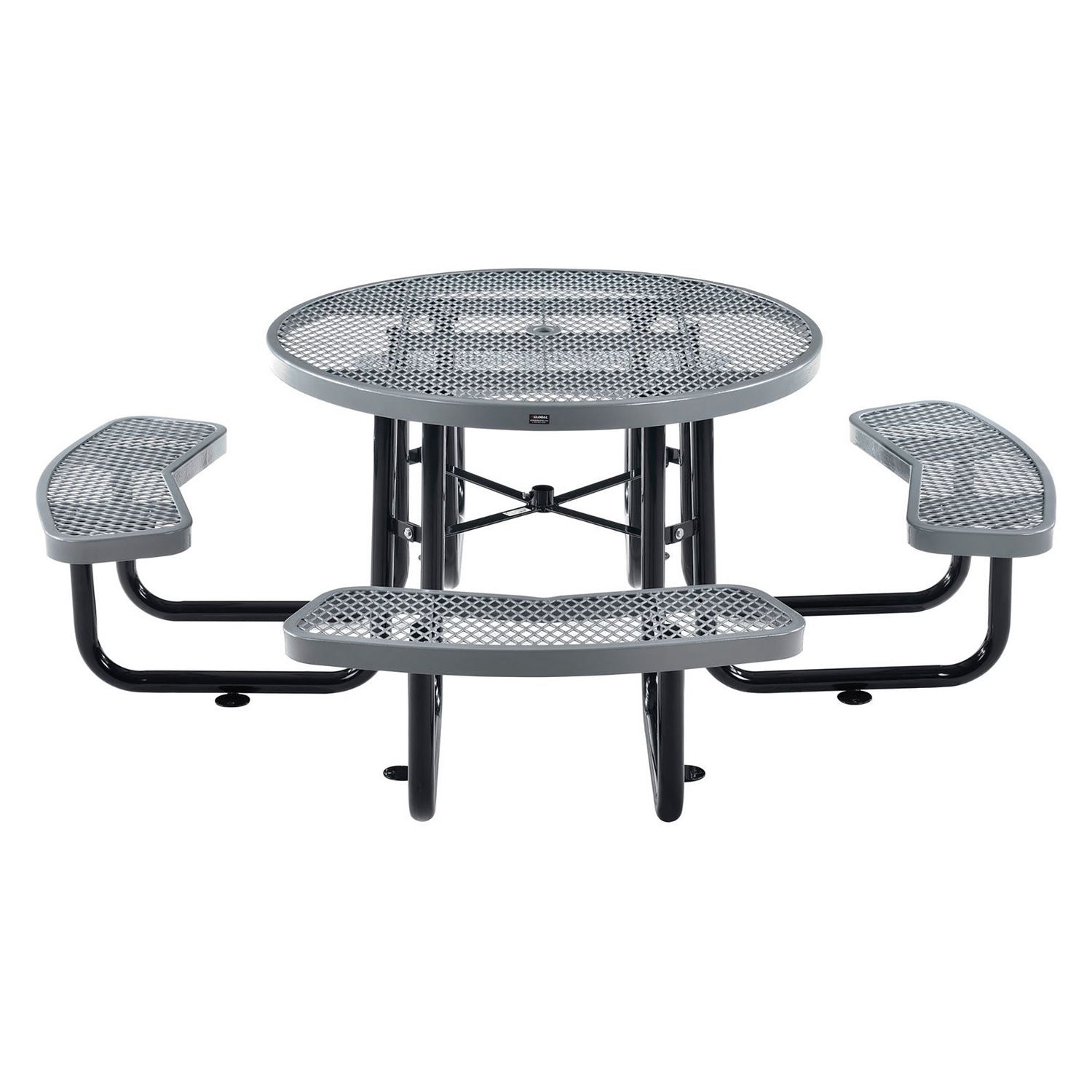 Expanded Steel Picnic Table, Round, 46" Dia x 29.5"h, Gray Top, Gray Base/Legs Global Industrial® Flipcost