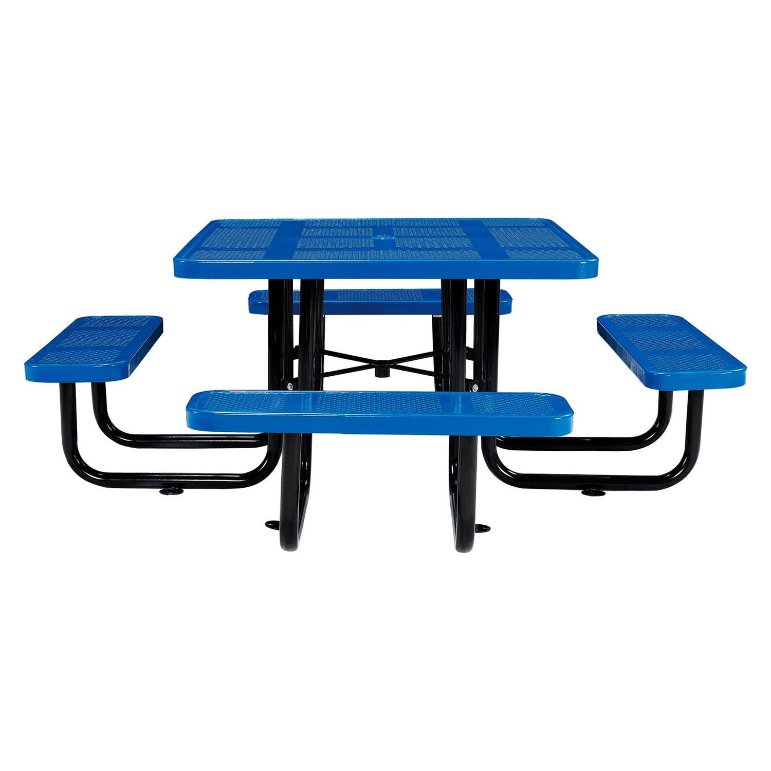 Perforated Steel Picnic Table, Square, 81 x 81 x 29.5, Blue Top, Blue Base/Legs Global Industrial® Flipcost