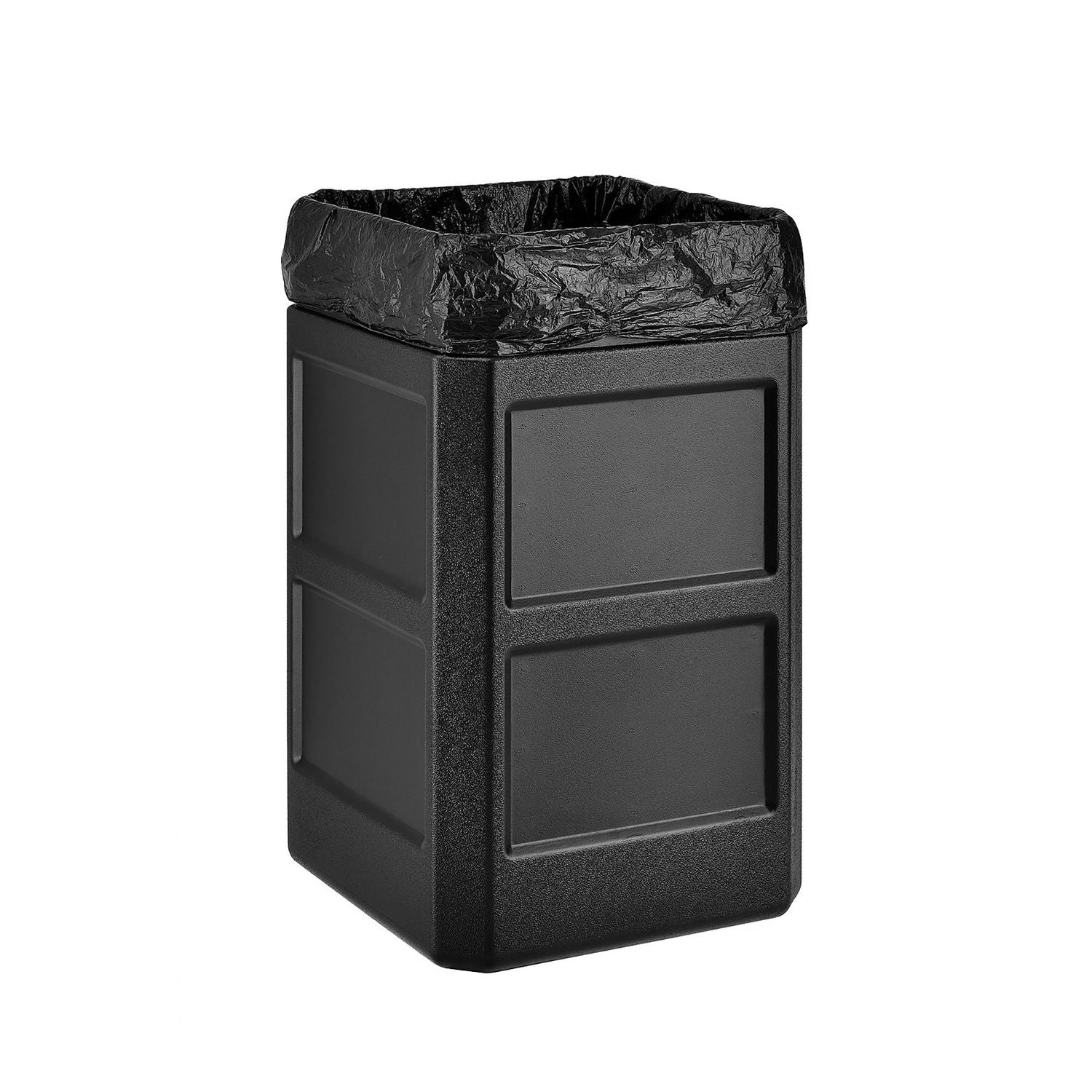 Square Plastic Waste Receptacle, Dome Lid with Open Sides, 42 gal, Black Global Industrial® Flipcost