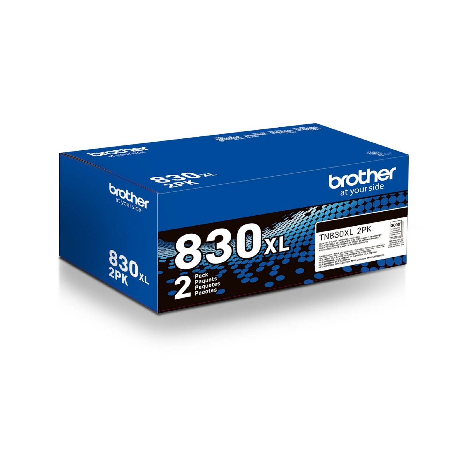 Brother TN830XL High-Yield Toner, 3,000 Page-Yield, Black, 2/Pack