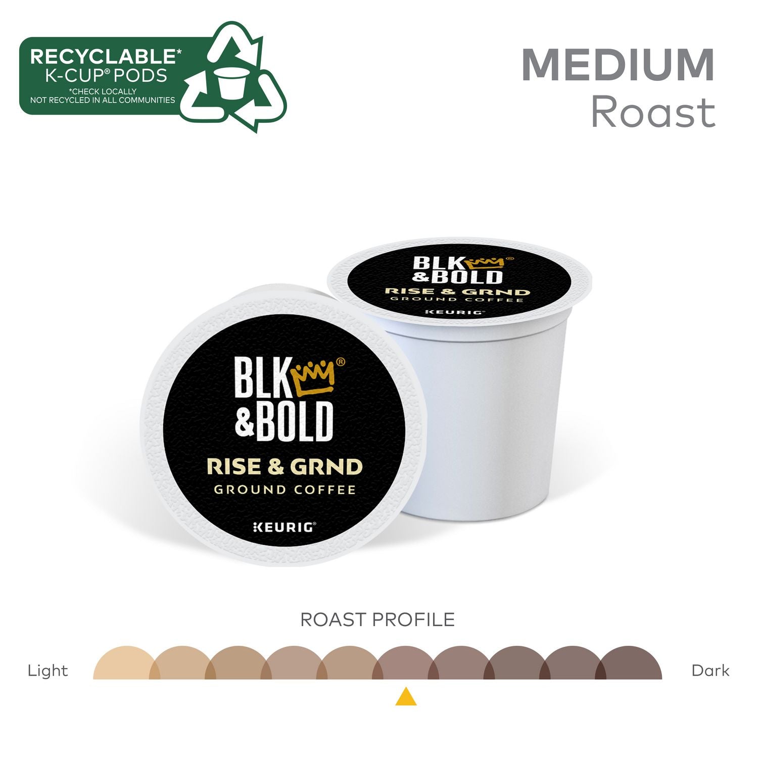 Rise and GRND K-Cups, 0.41 oz K-Cup, 20/Box BLK & Bold® Flipcost