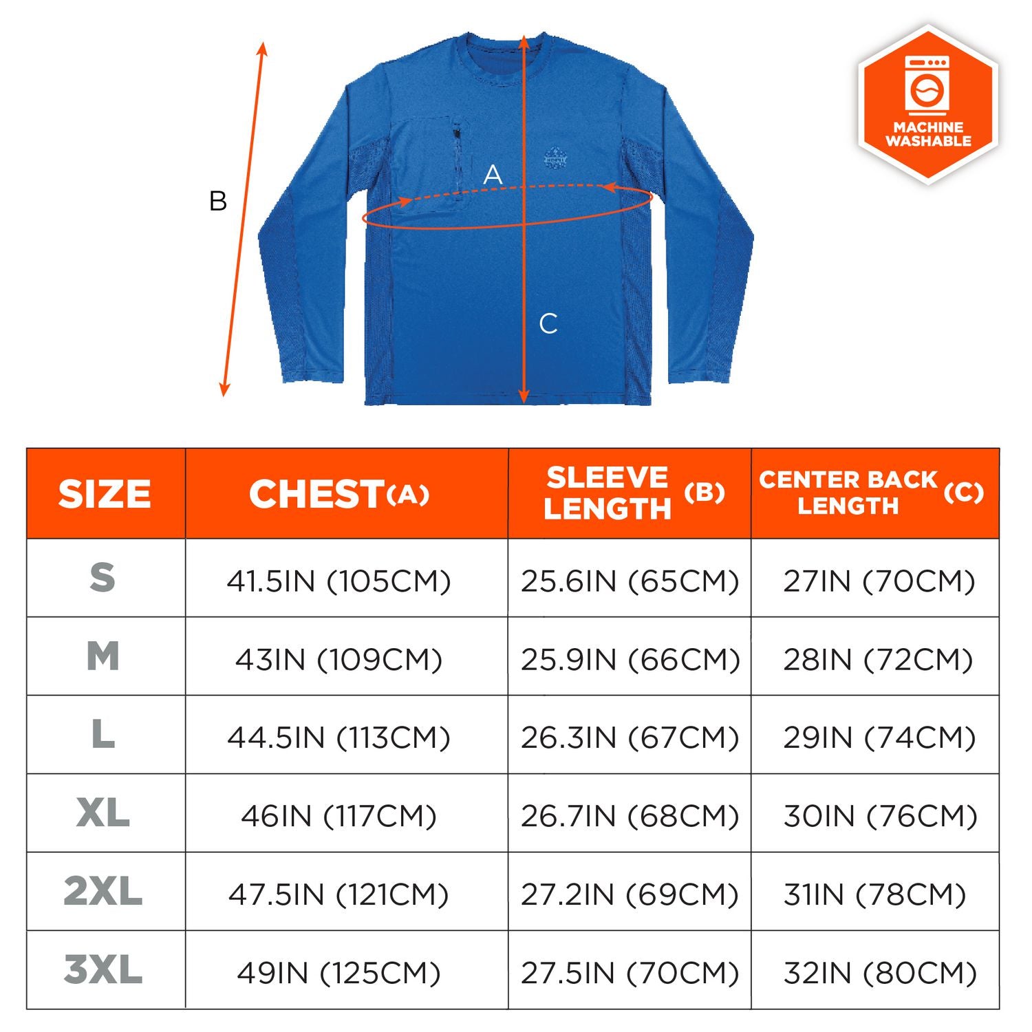 Ergodyne® Chill-Its 6689 Cooling Long Sleeve Sun Shirt with UV Protection, X-Large, Blue