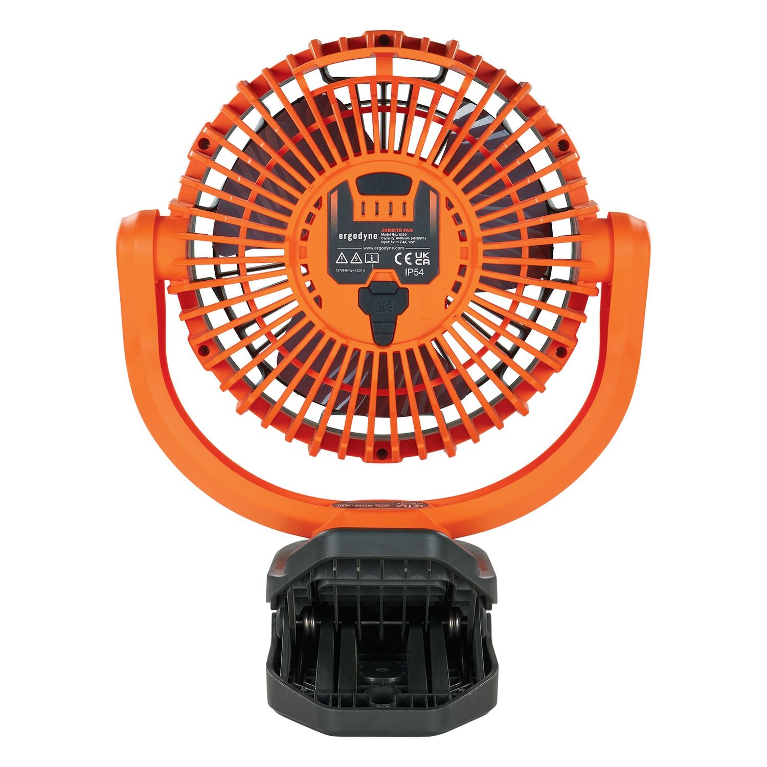 Ergodyne® Chill-Its 6090 Rechargeable Portable Jobsite Fan, 9.5, Orange/Black