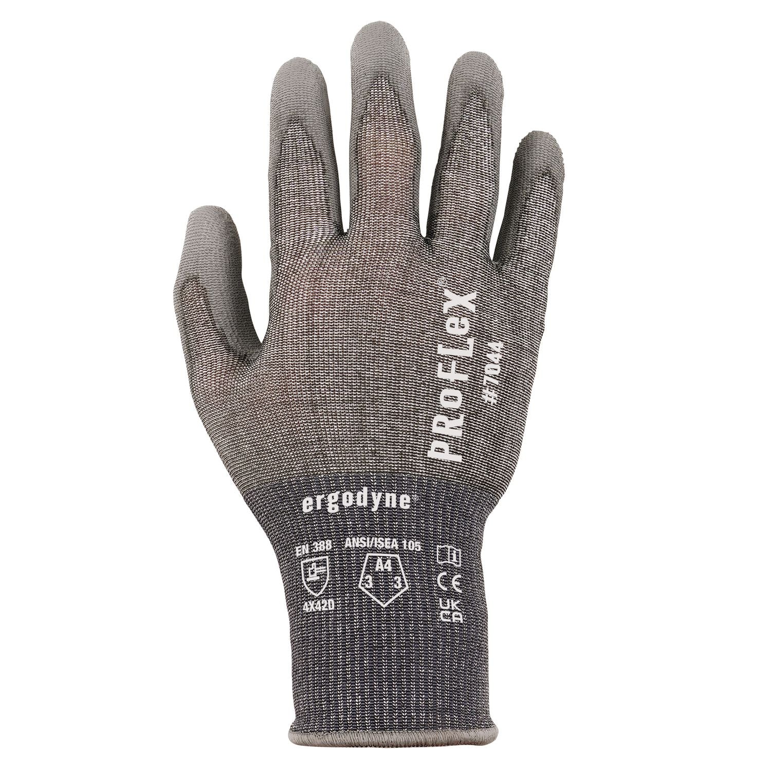 Ergodyne® ProFlex 7044 ANSI A4 PU Coated CR Gloves, Gray, X-Small, Pair