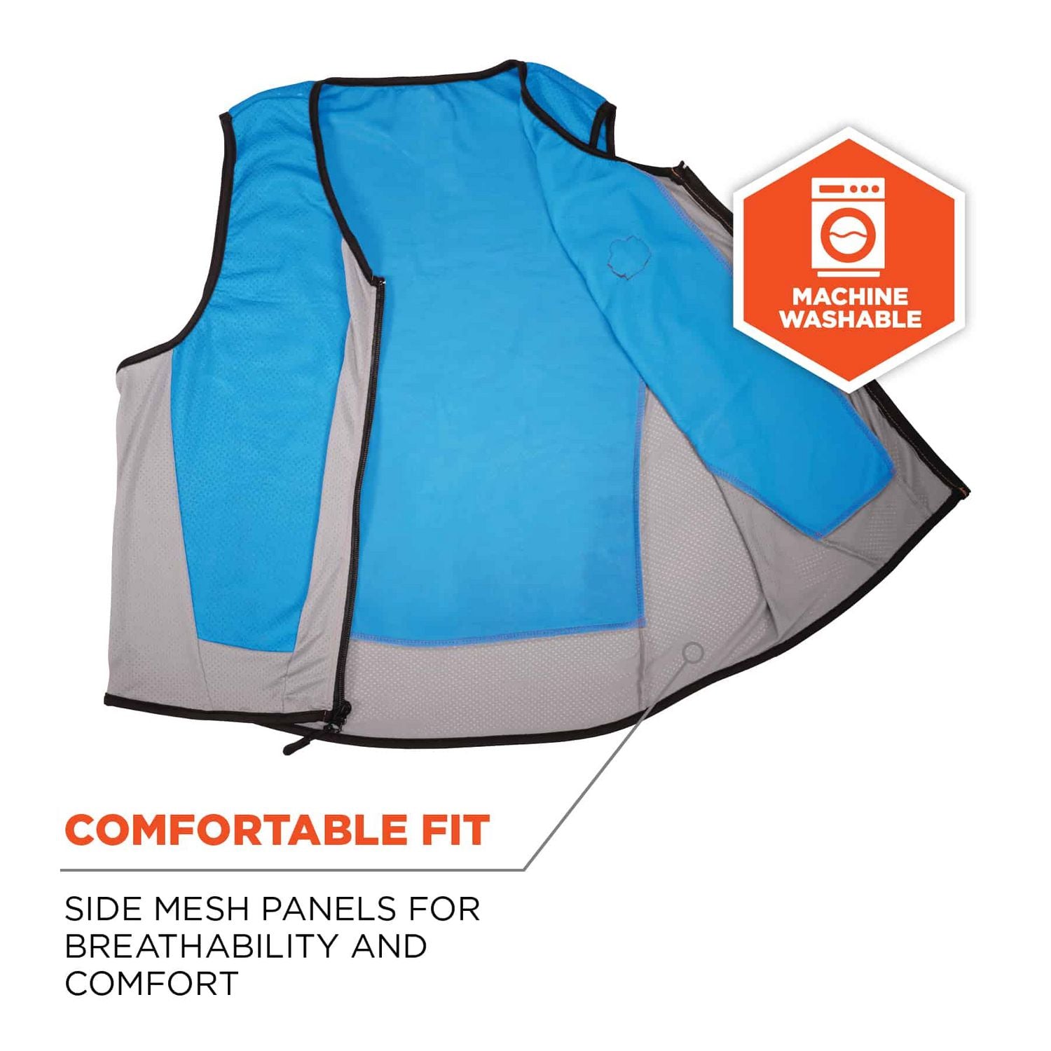 Ergodyne® Chill-Its 6667 Wet Evaporative PVA Cooling Vest with Zipper, PVA, 4X-Large, Blue