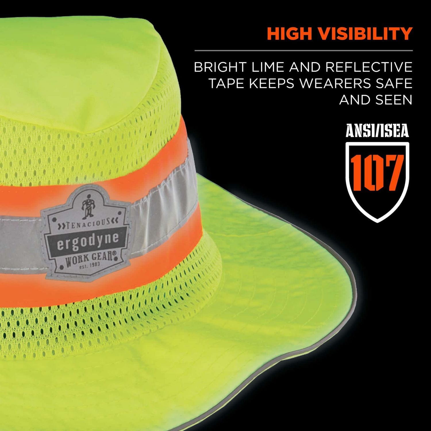 Ergodyne® Chill-Its 8935CT Hi-Vis PVA Ranger Sun Hat, Polyester/PVA, 2X-Large/3X-Large, Lime