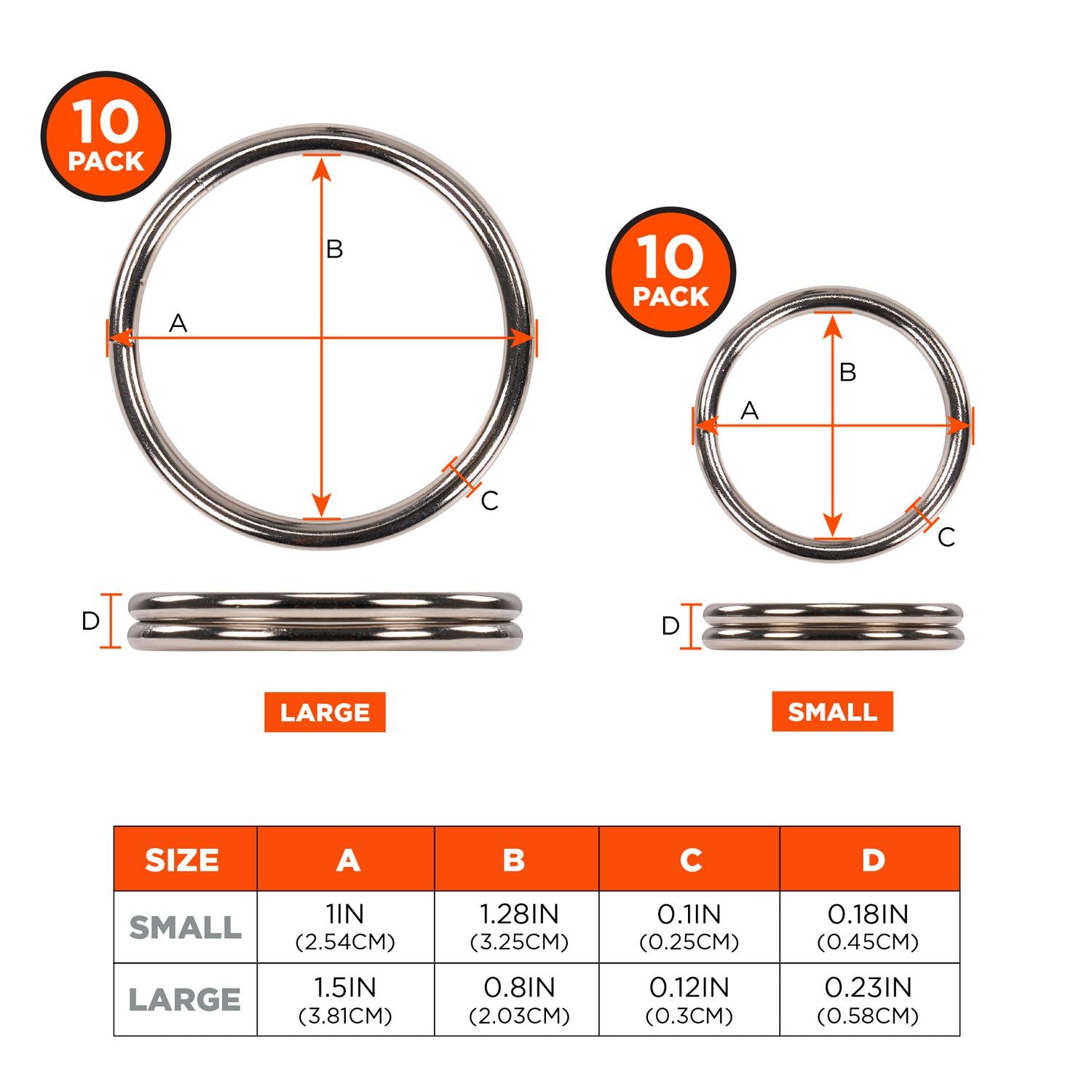 Ergodyne® Squids 3785 Split Ring Tool Attachment, 2 lb Max Working Capacity, 1" dia, Silver, 10/Pack