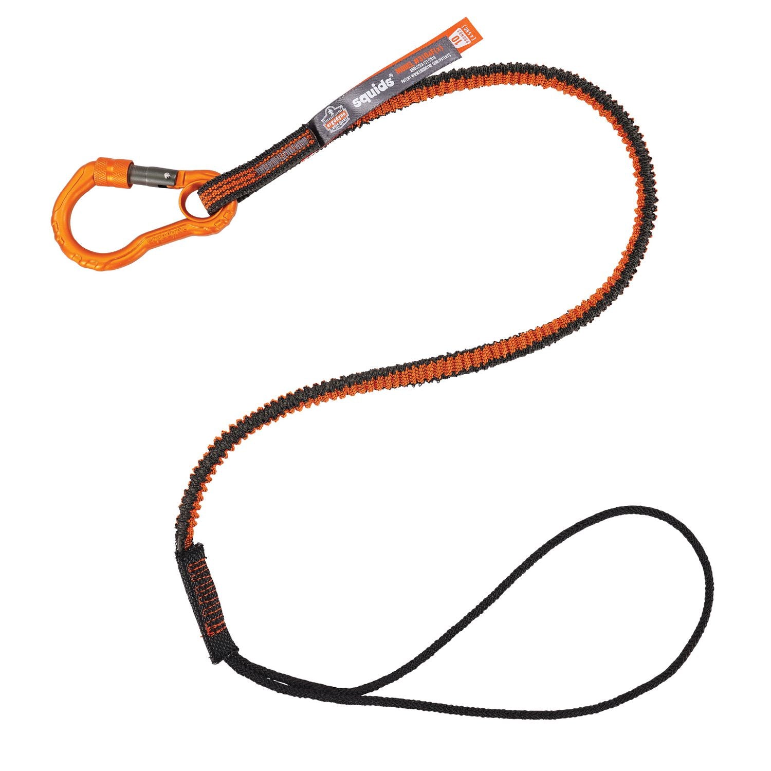 Squids 3104F(x) Tool Lanyard with Carabiner/Choke Loop, 10 lb Max Working Capacity, 38" to 48" Long, Gray/Orange