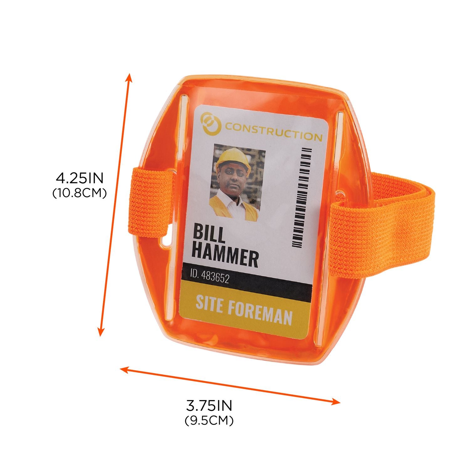 Ergodyne® Squids 3386 Arm Band ID/Badge Holder, Vertical, Orange, 3.75 x 4.25 Holder, 2.5 x 4 Insert, 10/Pack