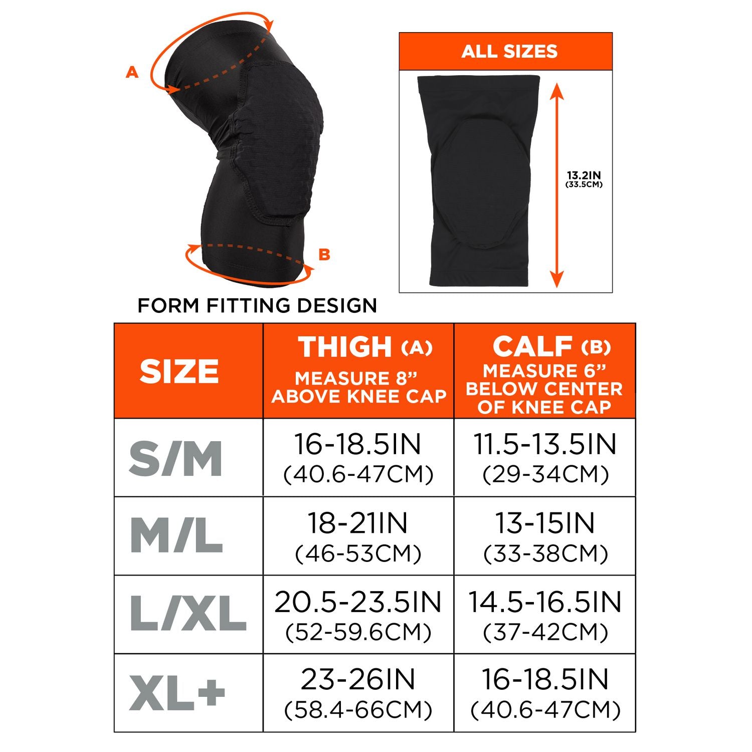 Ergodyne® Proflex 525 Lightweight Padded Knee Sleeves, Slip-On, Medium/Large, Black, Pair