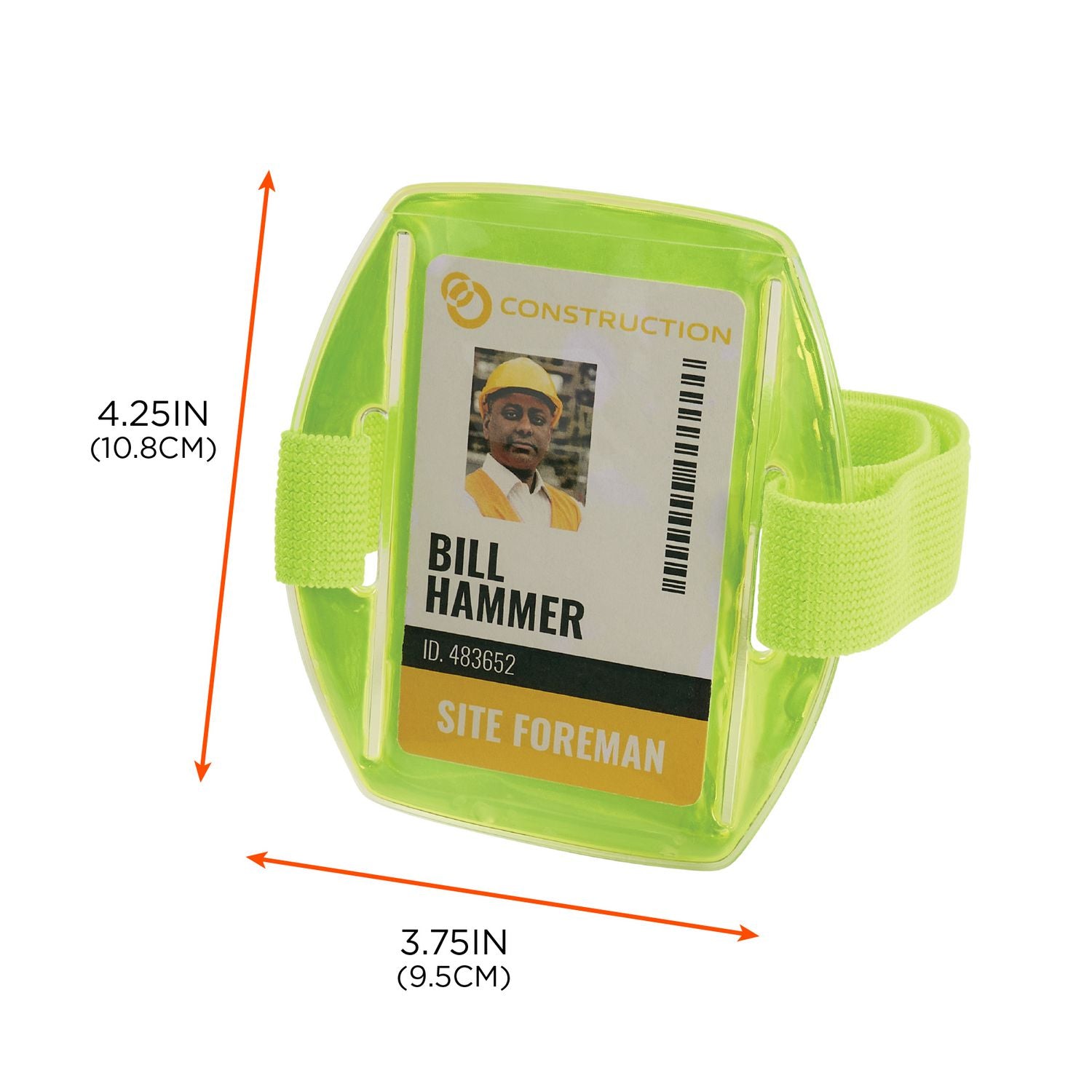 Ergodyne® Squids 3386 Arm Band ID/Badge Holder, Vertical, Lime, 3.75 x 4.25 Holder, 2.5 x 4 Insert, 10/Pack