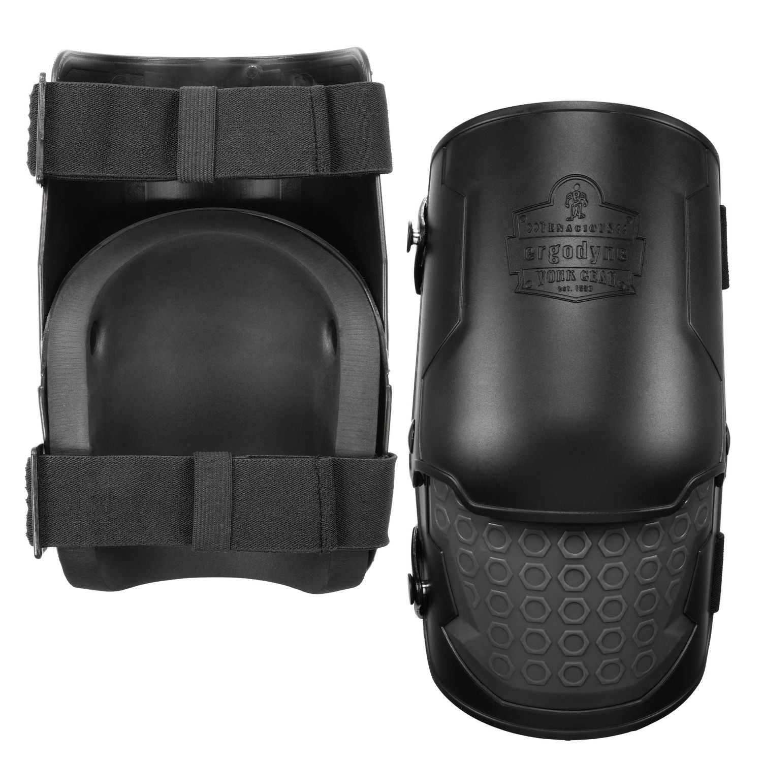 Proflex 360 Hard Shell Hinged Knee Pads w/Non-Marring Cap, Buckle, One Size Fits Most, Black, Pair