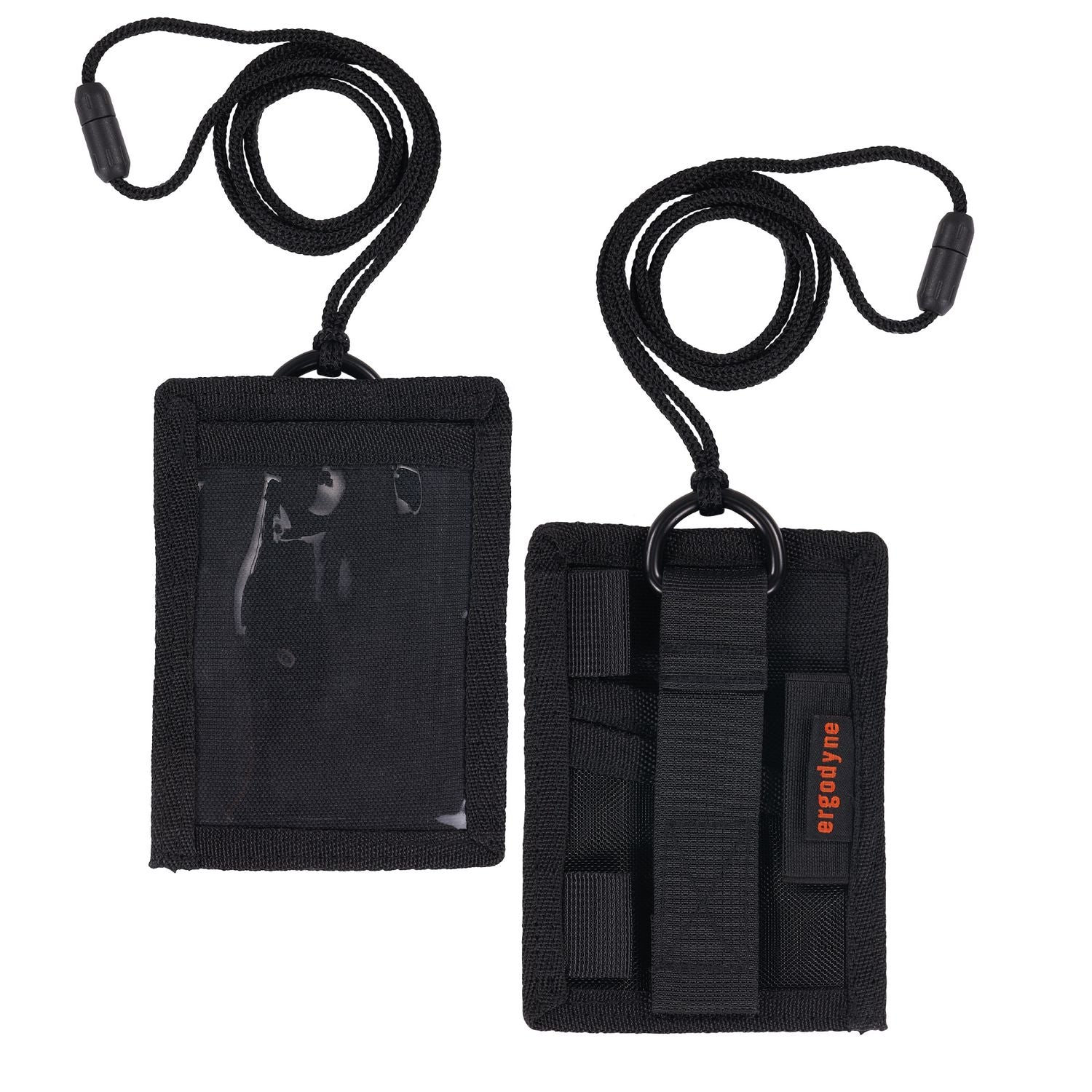 Ergodyne® Squids 3389 Wallet ID/Badge Holder,Horizontal/Vertical, Black, 3.75 x 5 for 2.75 x 3.5 Insert, 18" Cord