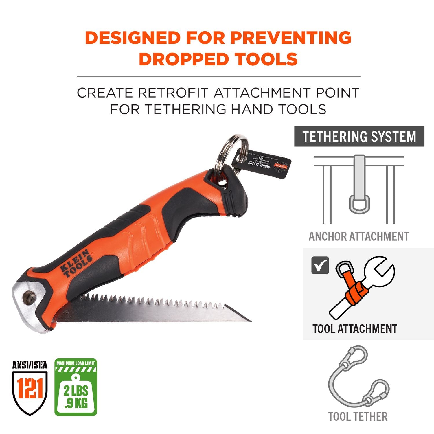 Ergodyne® Squids 3785 Split Ring Tool Attachment, 2 lb Max Working Capacity, 1" dia, Silver, 10/Pack