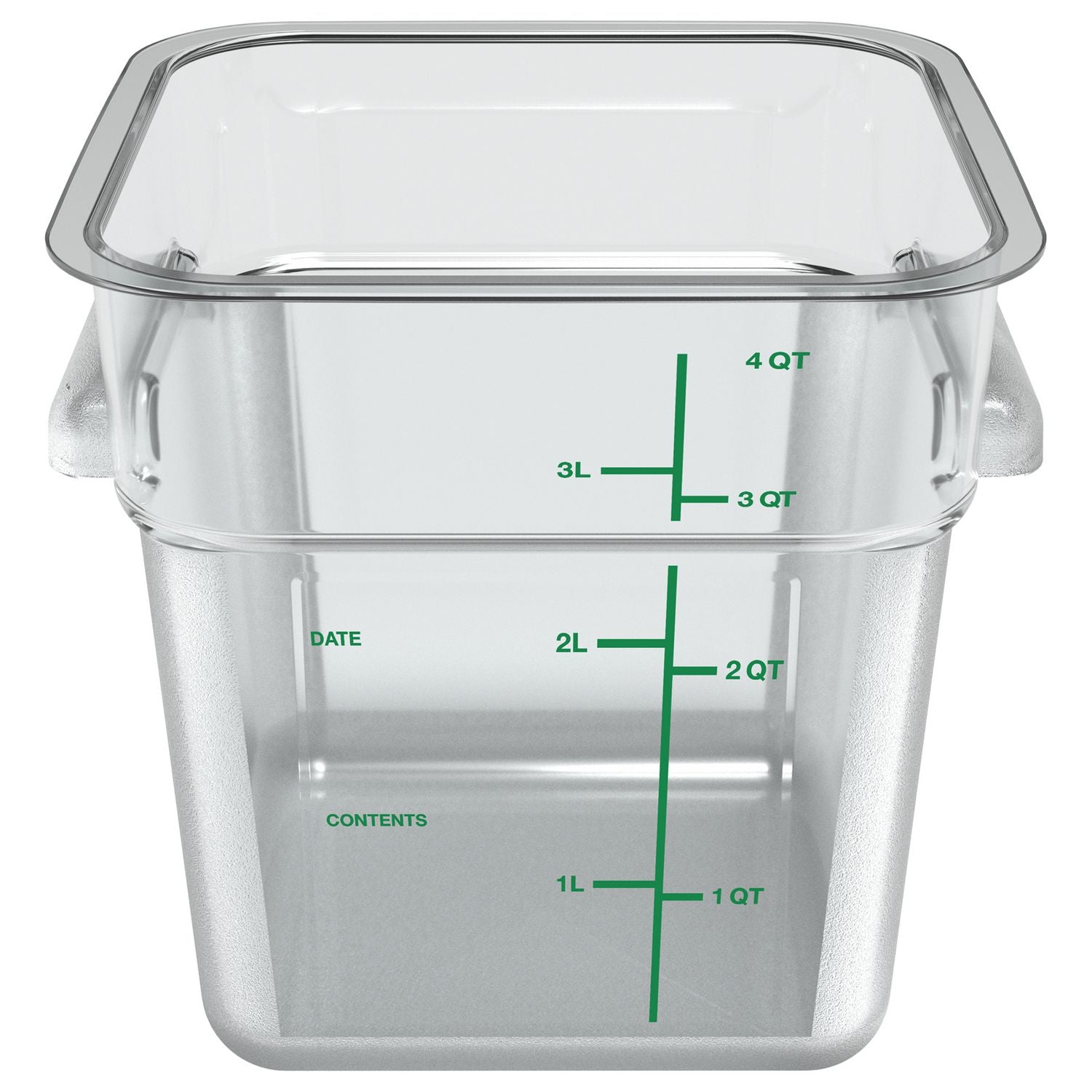 Carlisle Squares Polycarbonate Food Storage Container, 4 qt, 7.13 x 7.13 x 7.29, Clear, Plastic