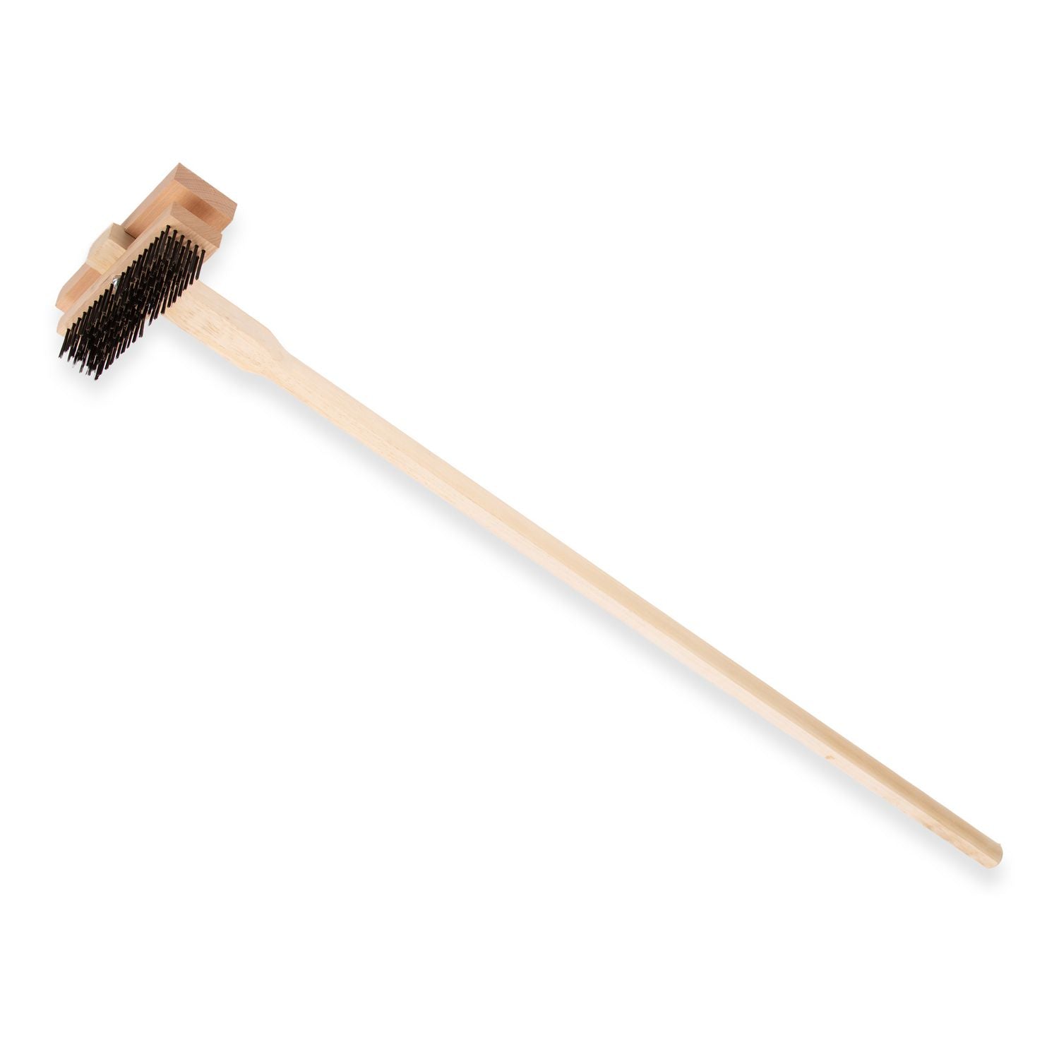 Sparta Broiler Master Grill Brush and Scraper with Handle, Metal Bristles, 48" Natural Wood Handle