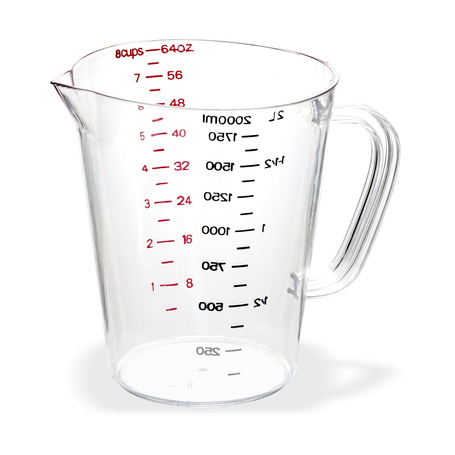 Commercial Measuring Cup, 0.5 gal, Clear