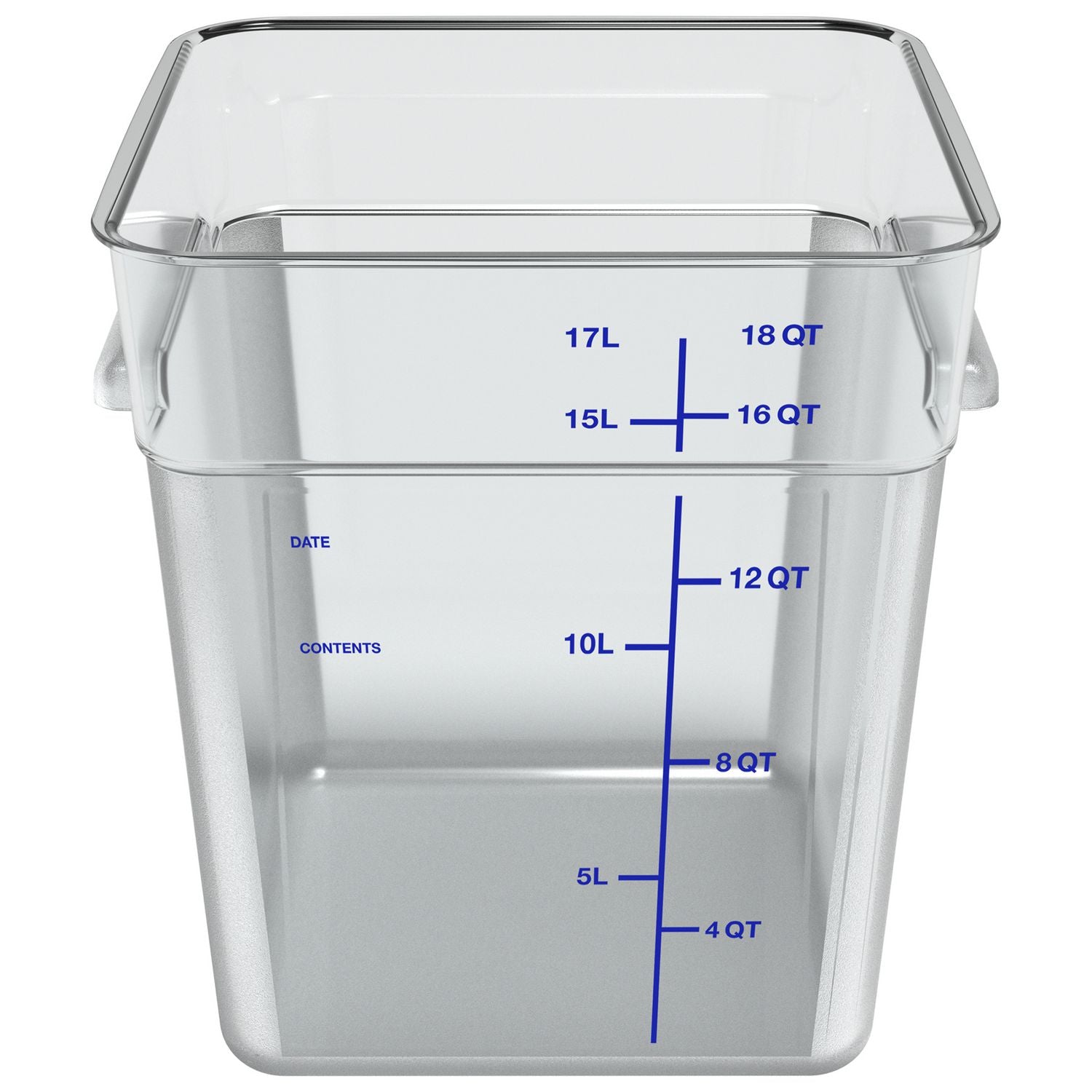 Carlisle Squares Polycarbonate Food Storage Container, 18 qt, 11 13 x 11.13 x 12.58, Clear, Plastic