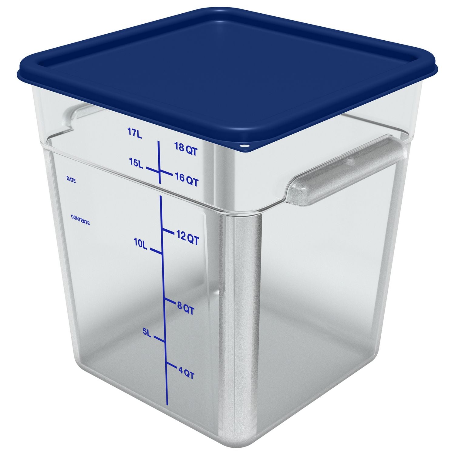 Carlisle Squares Polycarbonate Food Storage Container, 18 qt, 11 13 x 11.13 x 12.58, Clear, Plastic