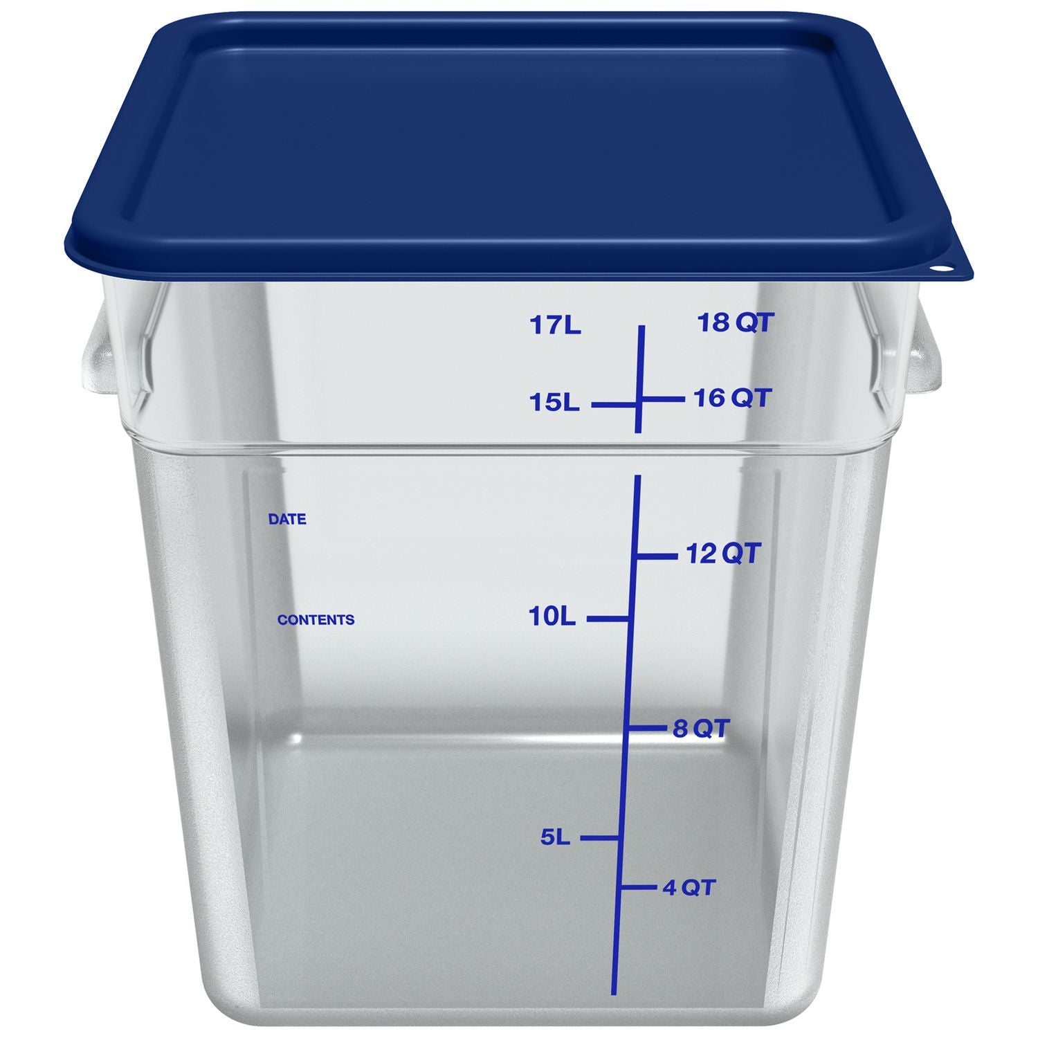 Carlisle Squares Polycarbonate Food Storage Container, 18 qt, 11 13 x 11.13 x 12.58, Clear, Plastic