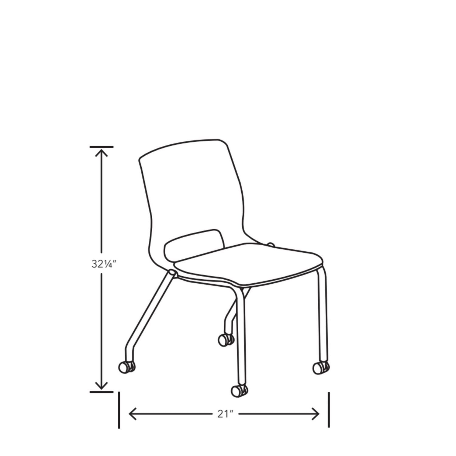 HON® Motivate Four-Leg Stacking Chair, Up to 300 lbs, 18" Seat Height, Regatta Seat and Back, Platinum Base, 2/Carton