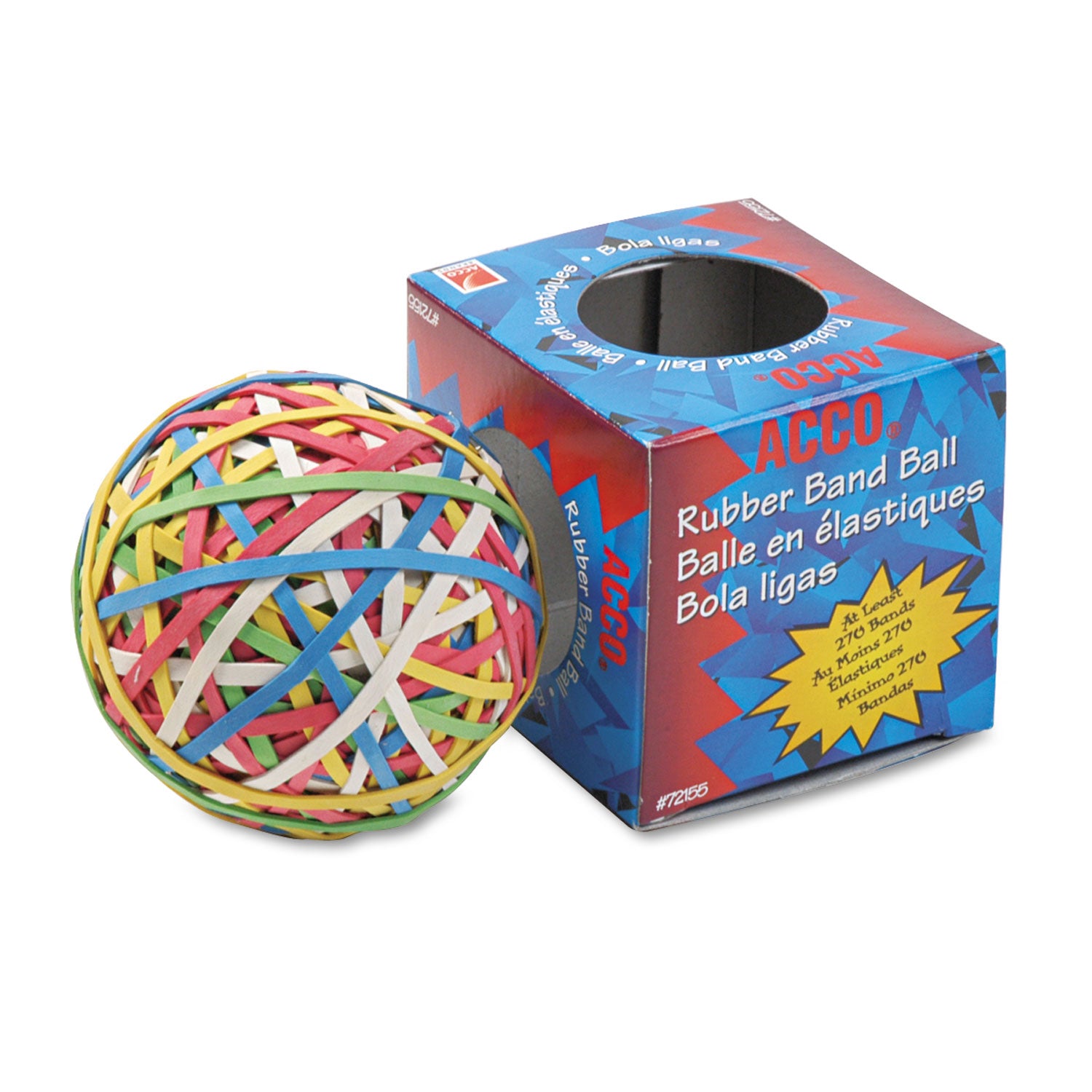 Rubber Band Ball, 3.25" Diameter, Size 34, Assorted Gauges, Assorted Colors, 270/Pack