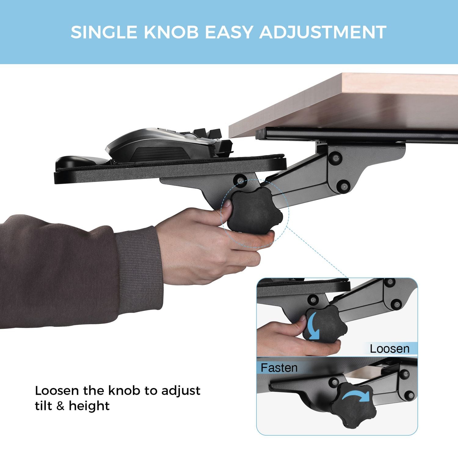 Eureka Ergonomic® Adjustable Keyboard Tray, Black