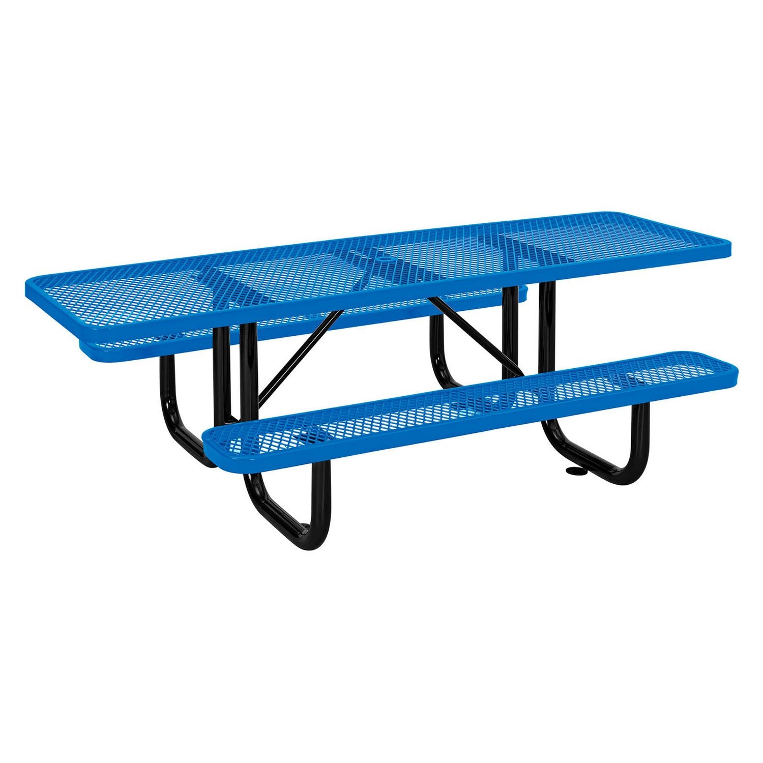 ADA Compliant Expanded Steel Picnic Table, Rectangular, 96 x 60 x 29.5, Blue Top and Base Global Industrial® Flipcost