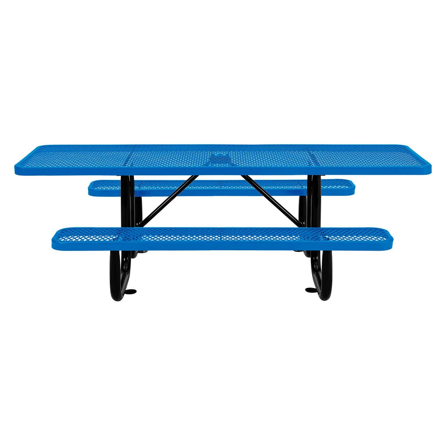 ADA Compliant Expanded Steel Picnic Table, Rectangular, 96 x 60 x 29.5, Blue Top and Base Global Industrial® Flipcost