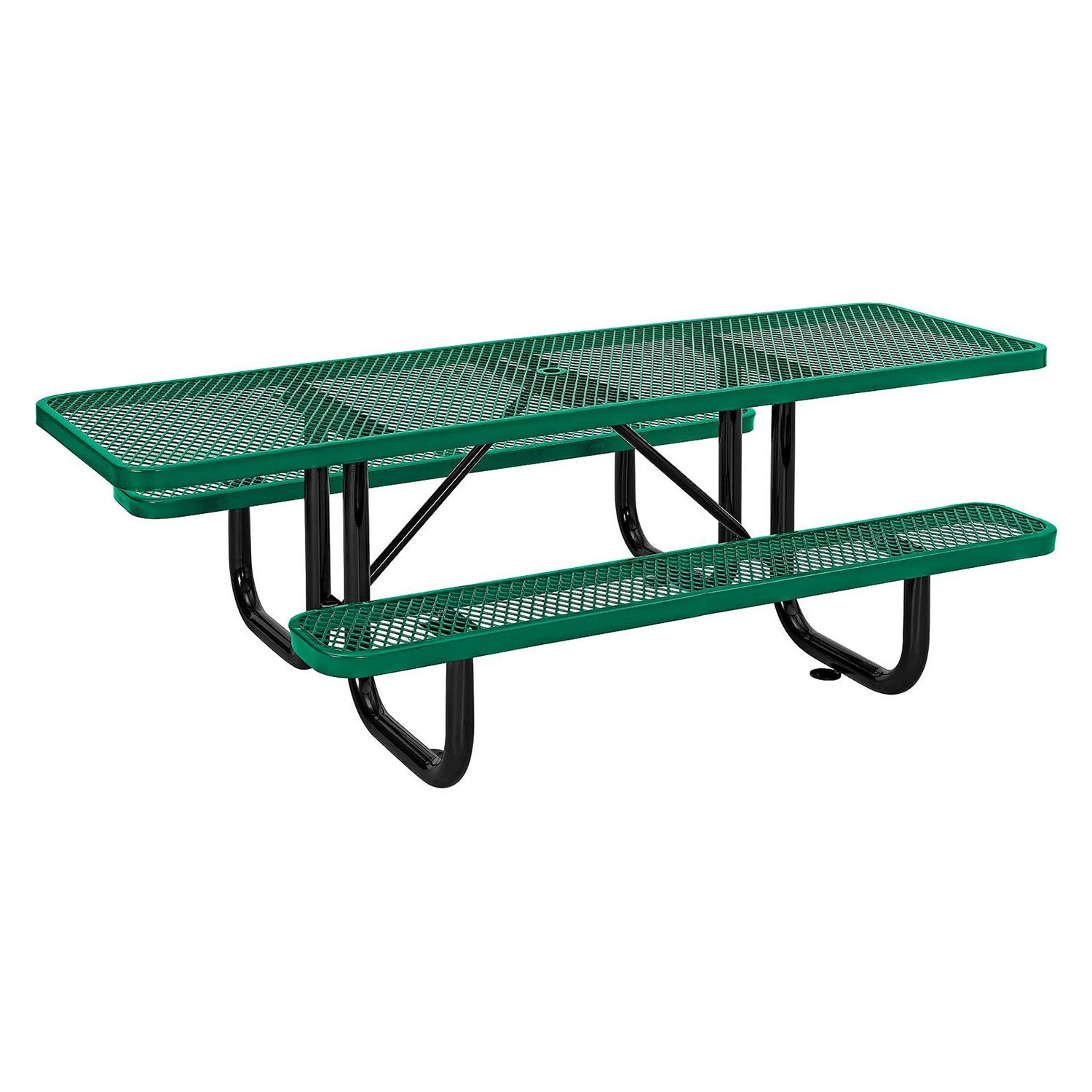 ADA Compliant Expanded Steel Picnic Table, Rectangular, 96 x 60 x 21.5, Green Top and Base Global Industrial® Flipcost