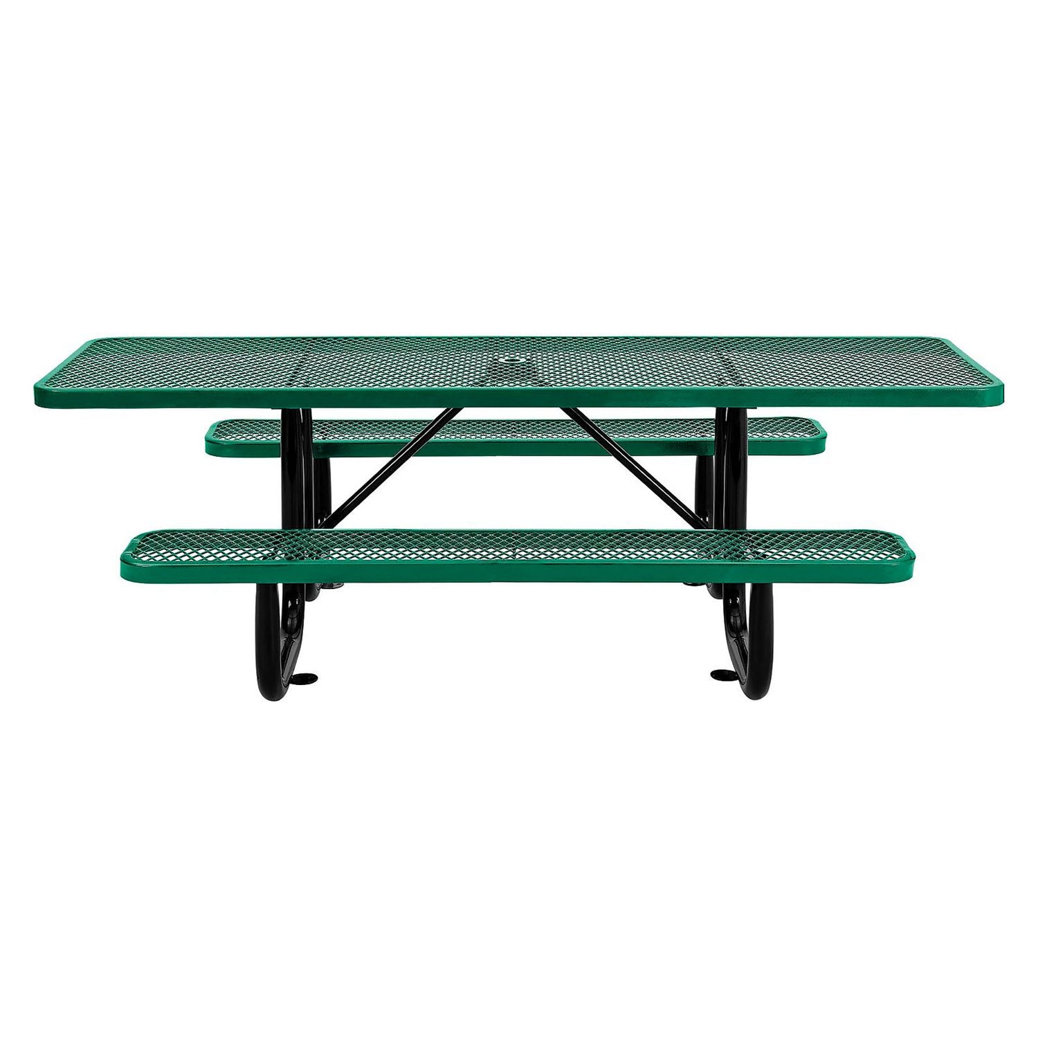 ADA Compliant Expanded Steel Picnic Table, Rectangular, 96 x 60 x 21.5, Green Top and Base Global Industrial® Flipcost