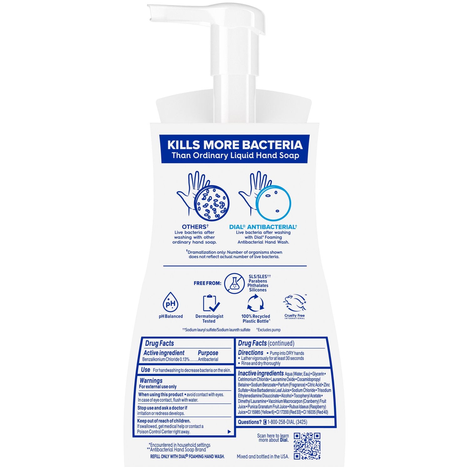 Dial® Antibacterial Foaming Hand Wash, Power Berries, 10 oz, 8/Carton