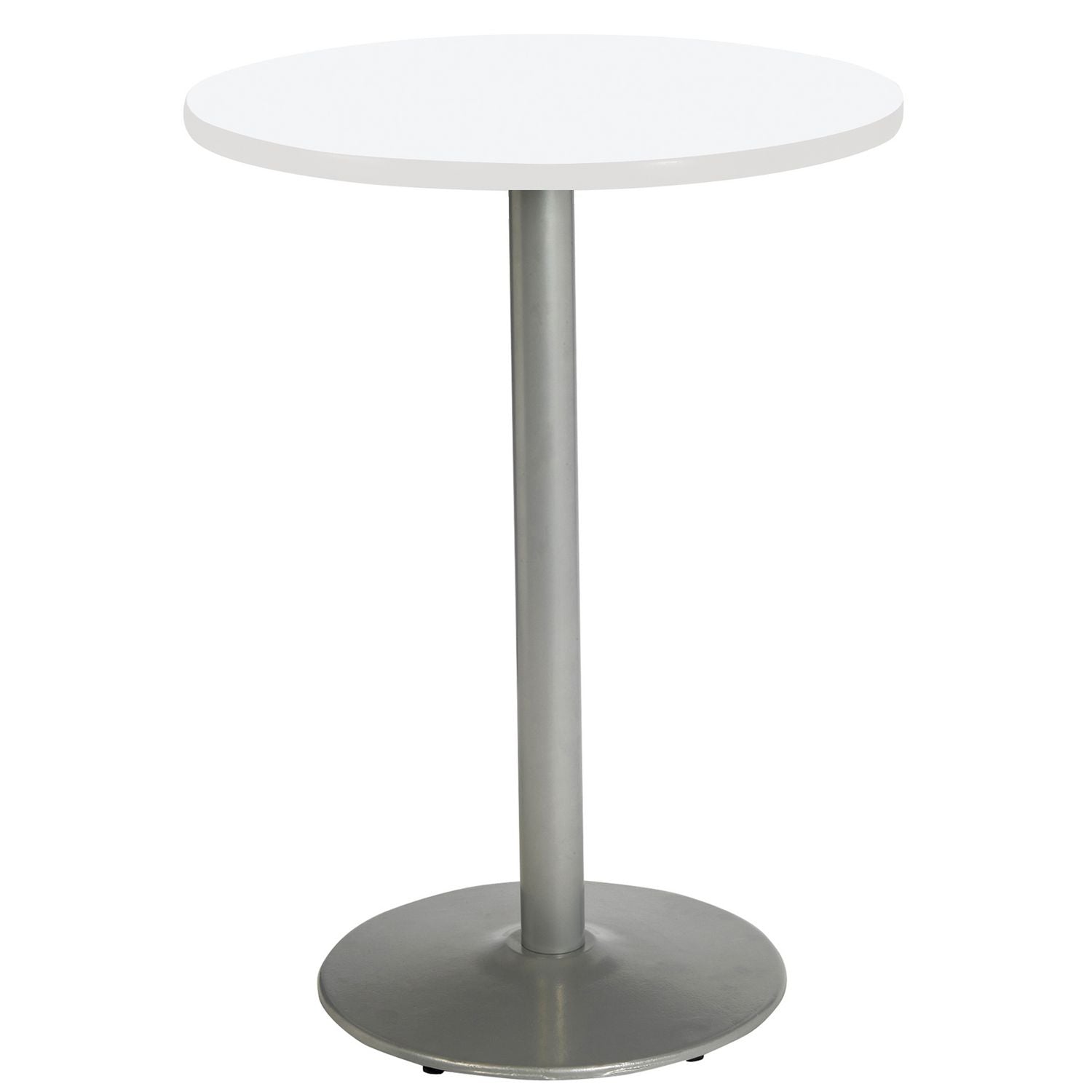 KFI Studios Pedestal Bistro Table with Four Black Kool Series Barstools, Round, 36" Dia x 41h, Designer White