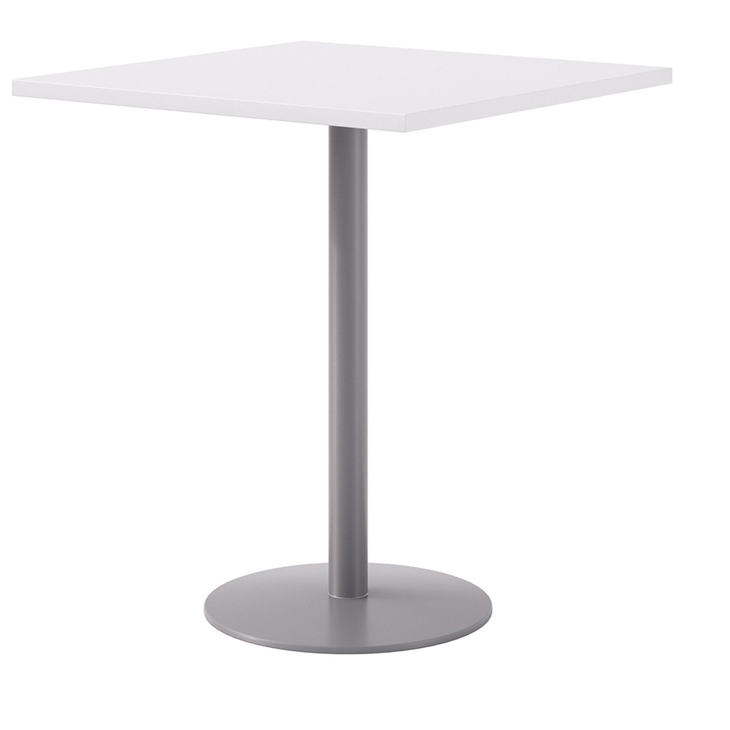 KFI Studios Pedestal Bistro Table with Four Espresso Jive Series Barstools, Square, 36 x 36 x 41, Designer White