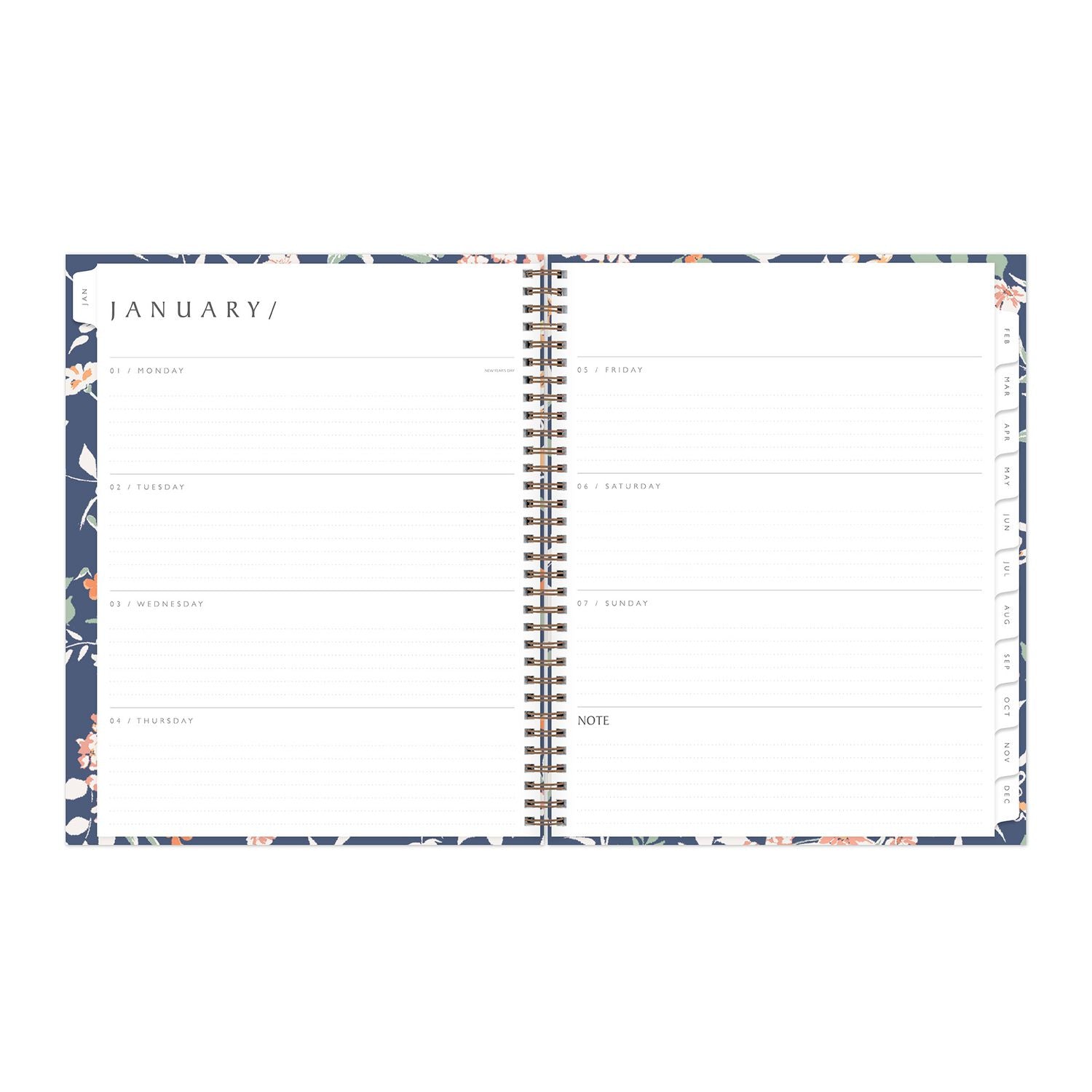 One Tree Planted Effie Weekly/Monthly Planner, Floral Artwork, 11" x 8.5", Blue/Peach/Green Cover, 12-Month (Jan-Dec): 2025 Blue Sky® Flipcost