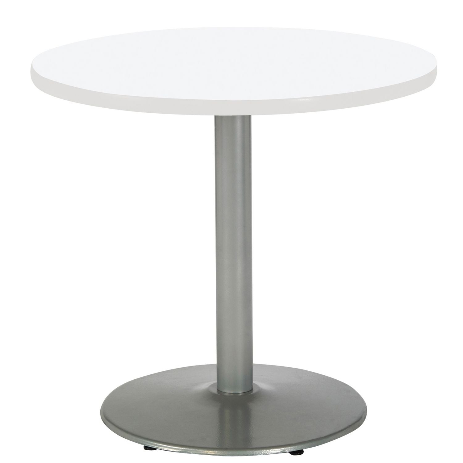 KFI Studios Pedestal Table with Four Periwinkle Kool Series Chairs, Round, 36" Dia x 29h, Designer White