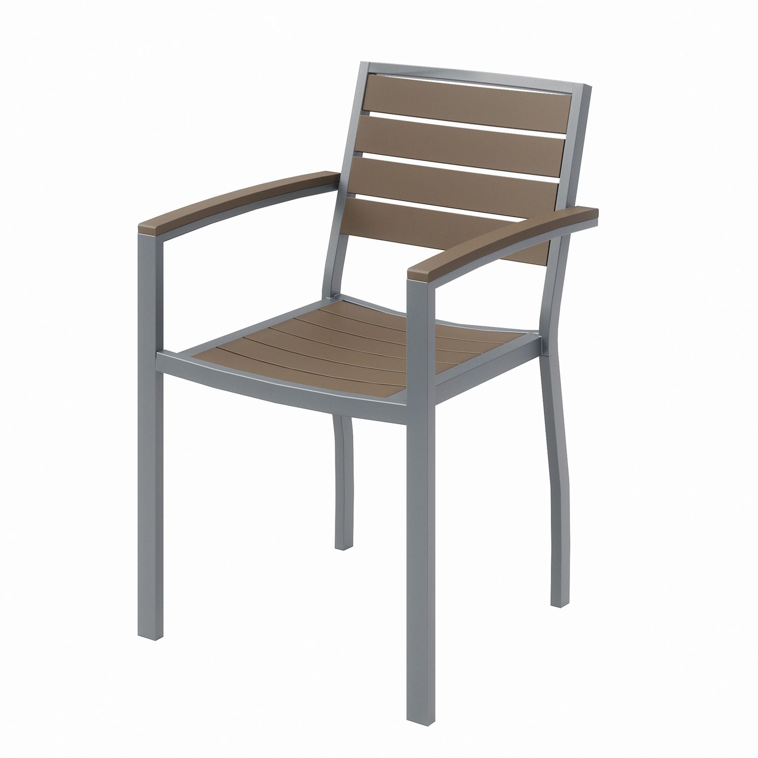 KFI Studios Eveleen Outdoor Patio Table with Two Mocha Powder-Coated Polymer Chairs, 30" Dia x 29h, Gray