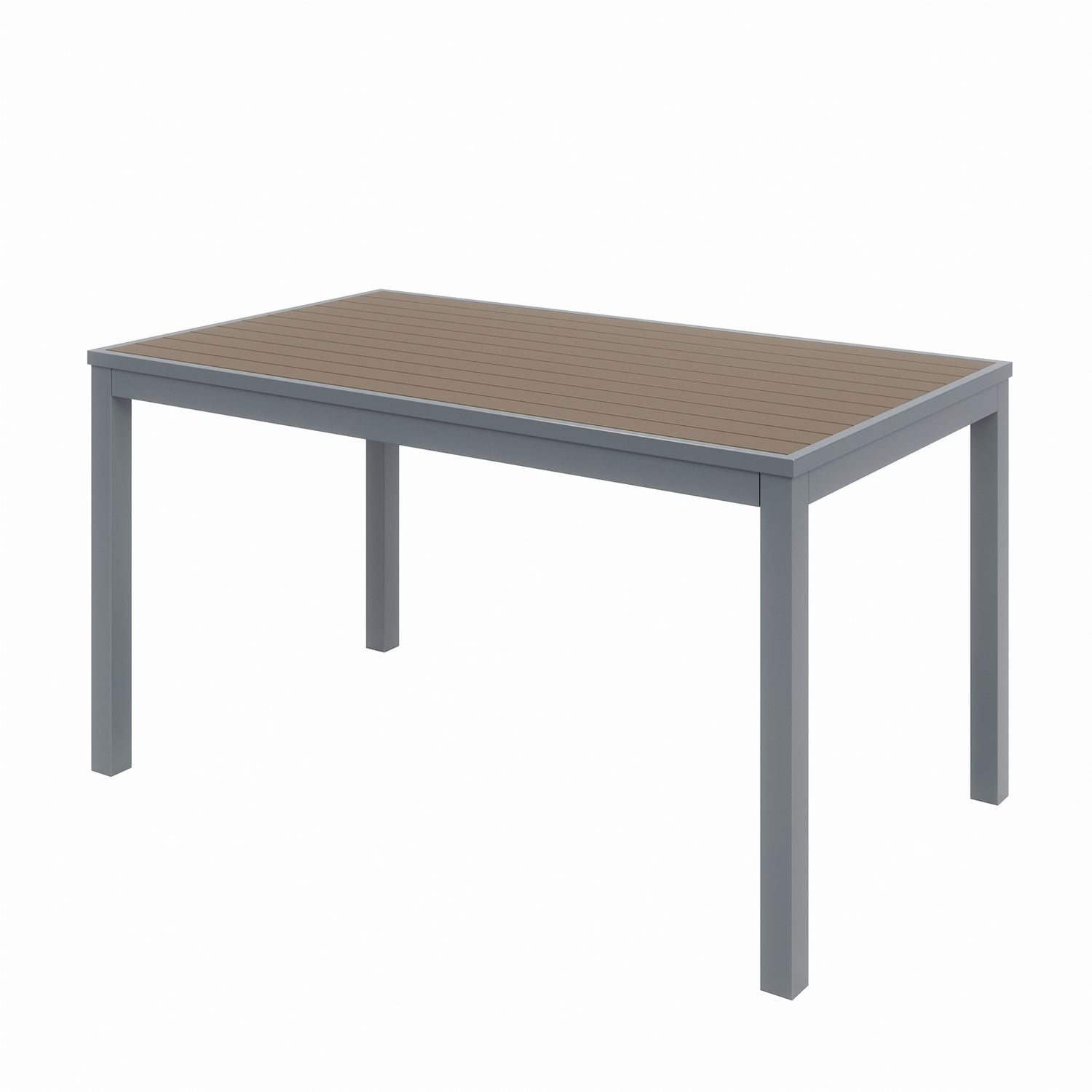 KFI Studios Eveleen Outdoor Patio Table with Six Mocha Powder-Coated Polymer Chairs, 32 x 55 x 29, Mocha