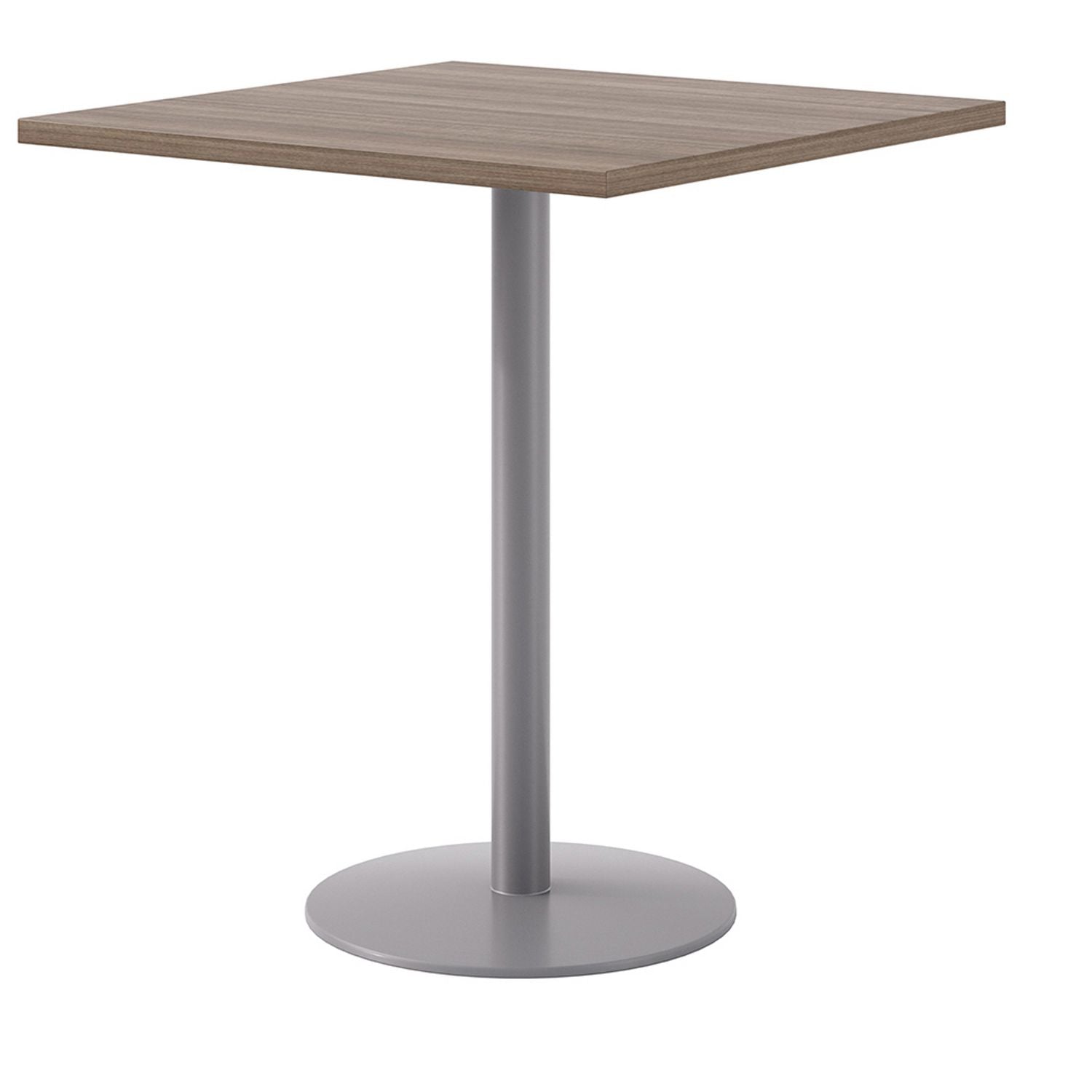 KFI Studios Pedestal Bistro Table with Four Natural Jive Series Barstools, Square, 36 x 36 x 41, Studio Teak