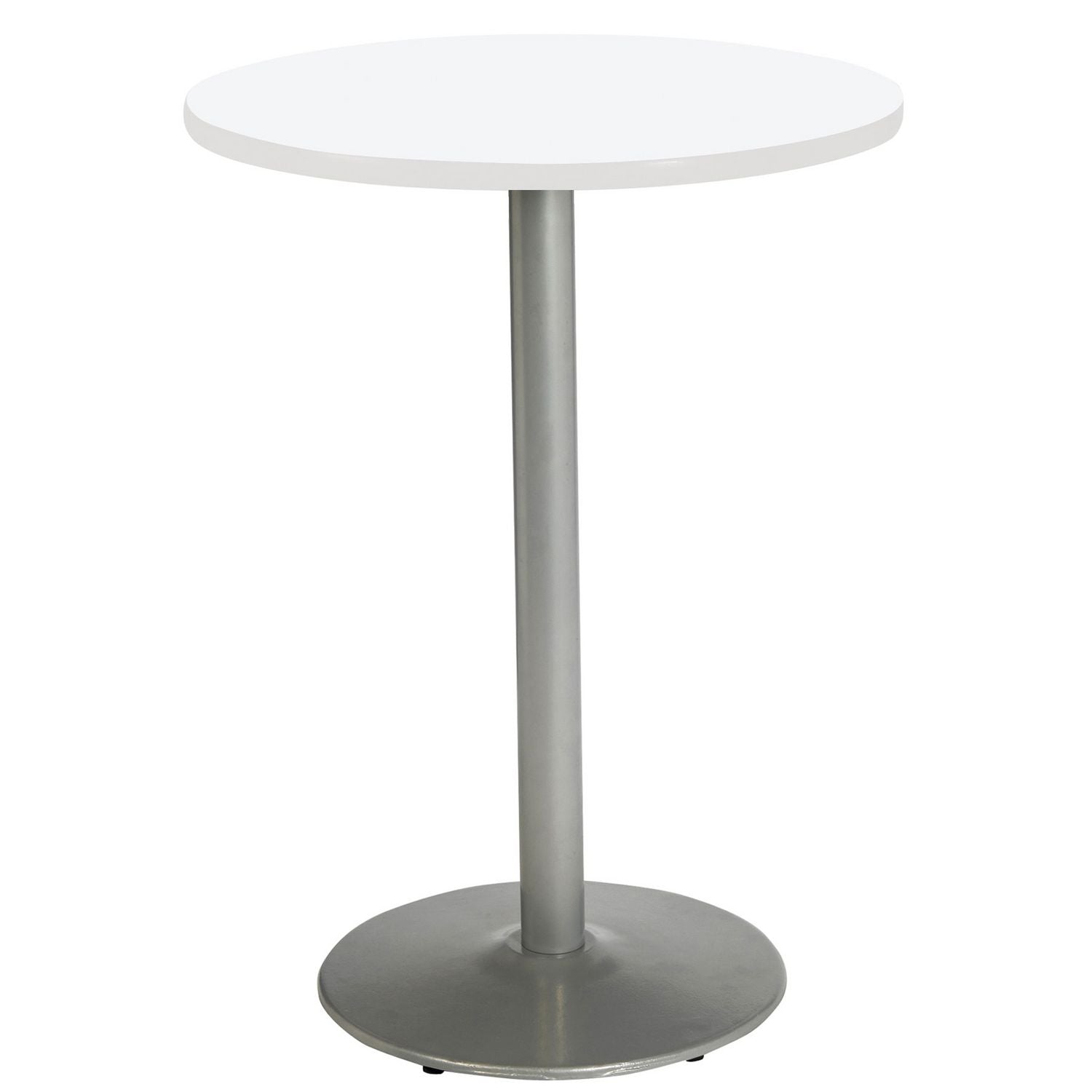 KFI Studios Pedestal Bistro Table with Four Lime Green Kool Series Barstools, Round, 36" Dia x 41h, Designer White