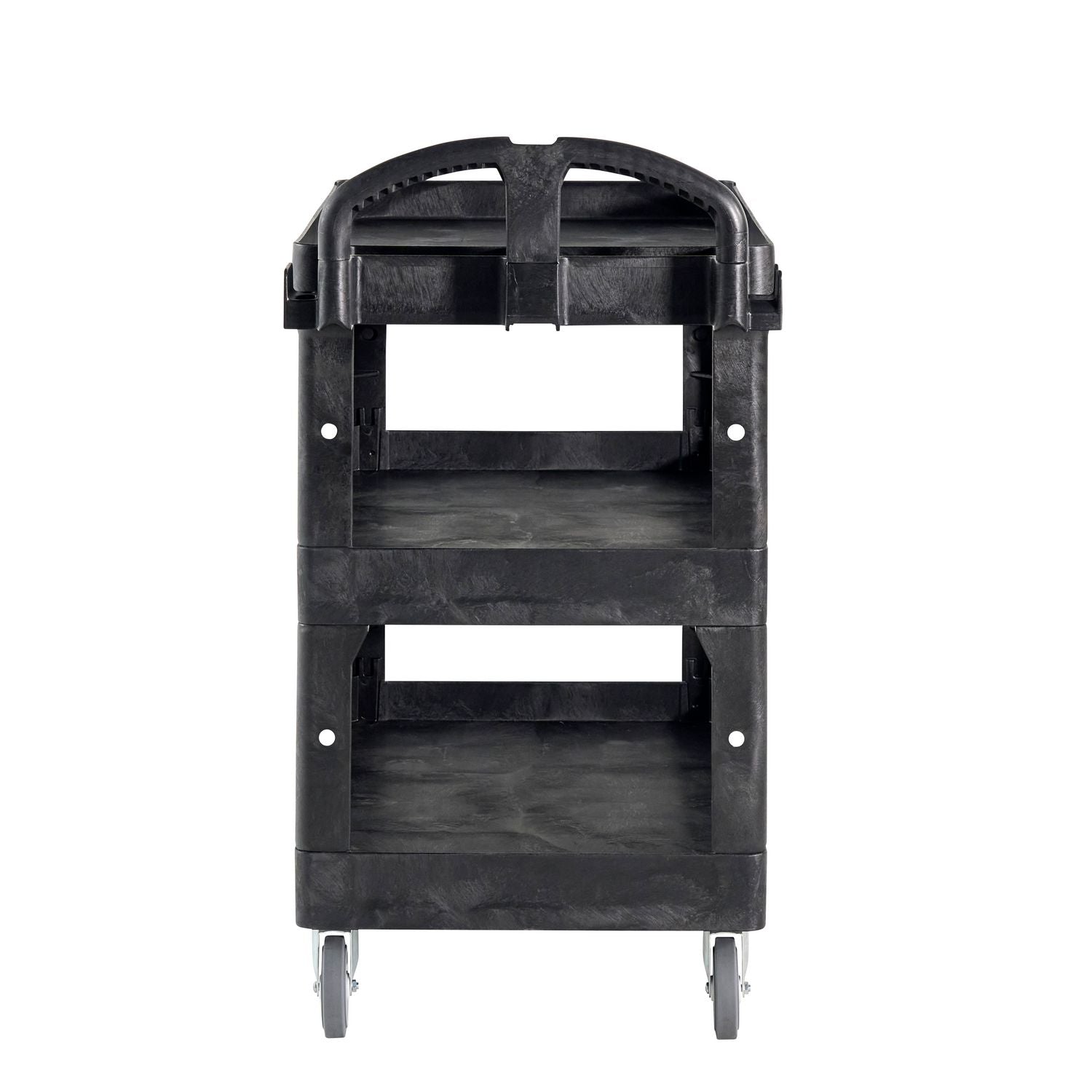 BRUTE 3-Shelf Heavy-Duty Ergo Lipped Utility Cart, Resin, 3 Shelves, 600 lb Capacity, 25.24" x 44" x 47", Black Rubbermaid® Commercial Flipcost