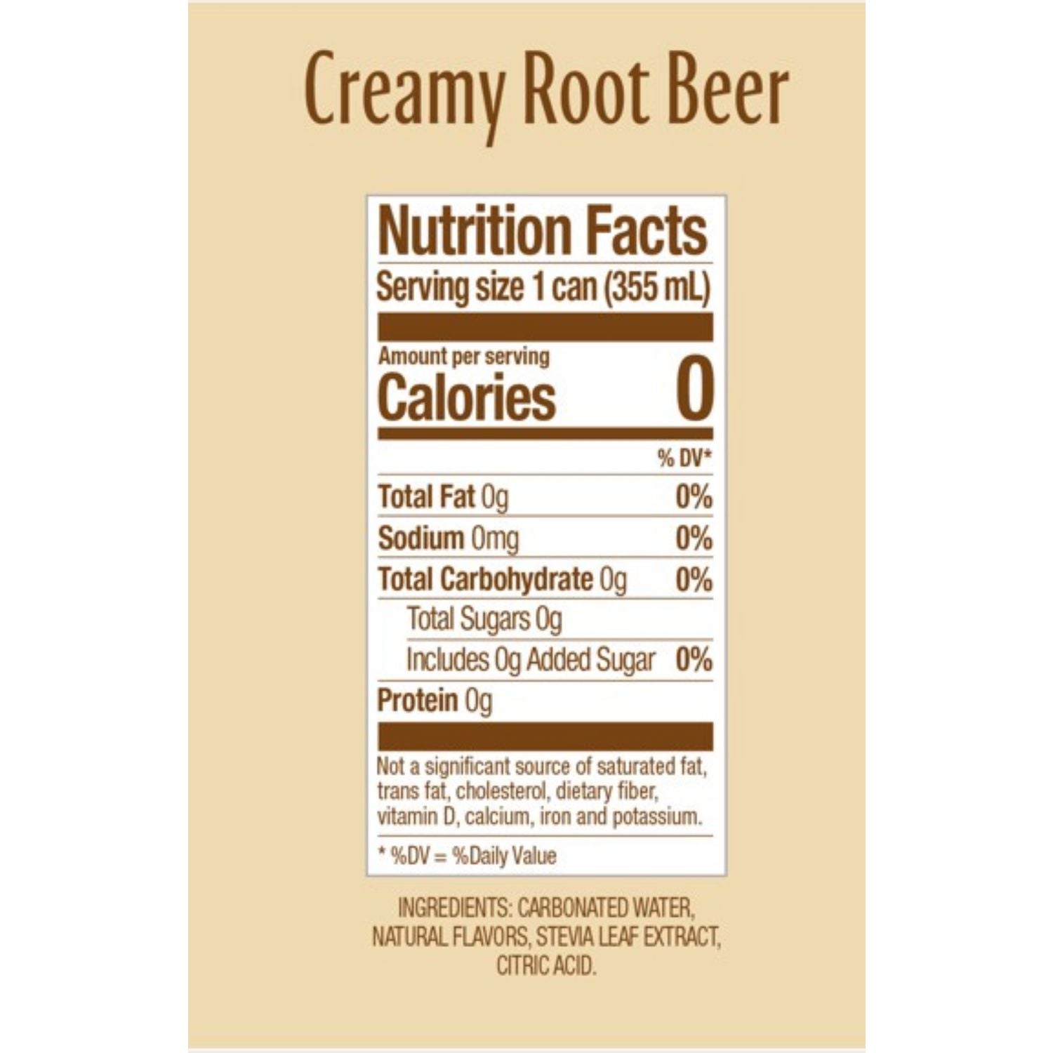 Zero Sugar Naturally Sweetened Soda, Creamy Root Beer, 12 oz Can, 12/Carton Zevia® Flipcost